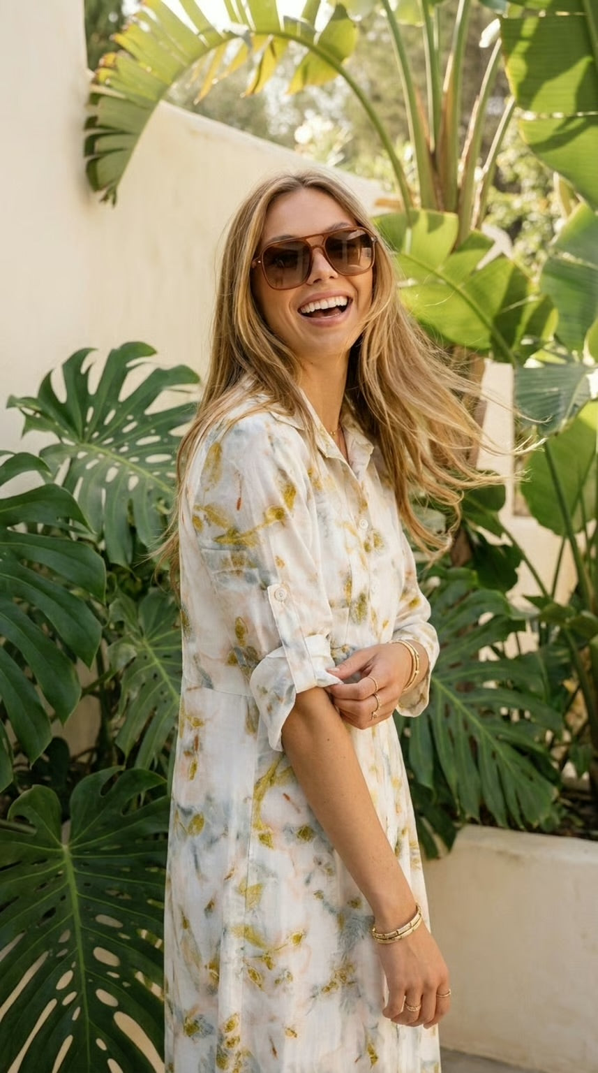 Brittany - Wild Romance: Classic Maxi Shirt dress with Empire waist