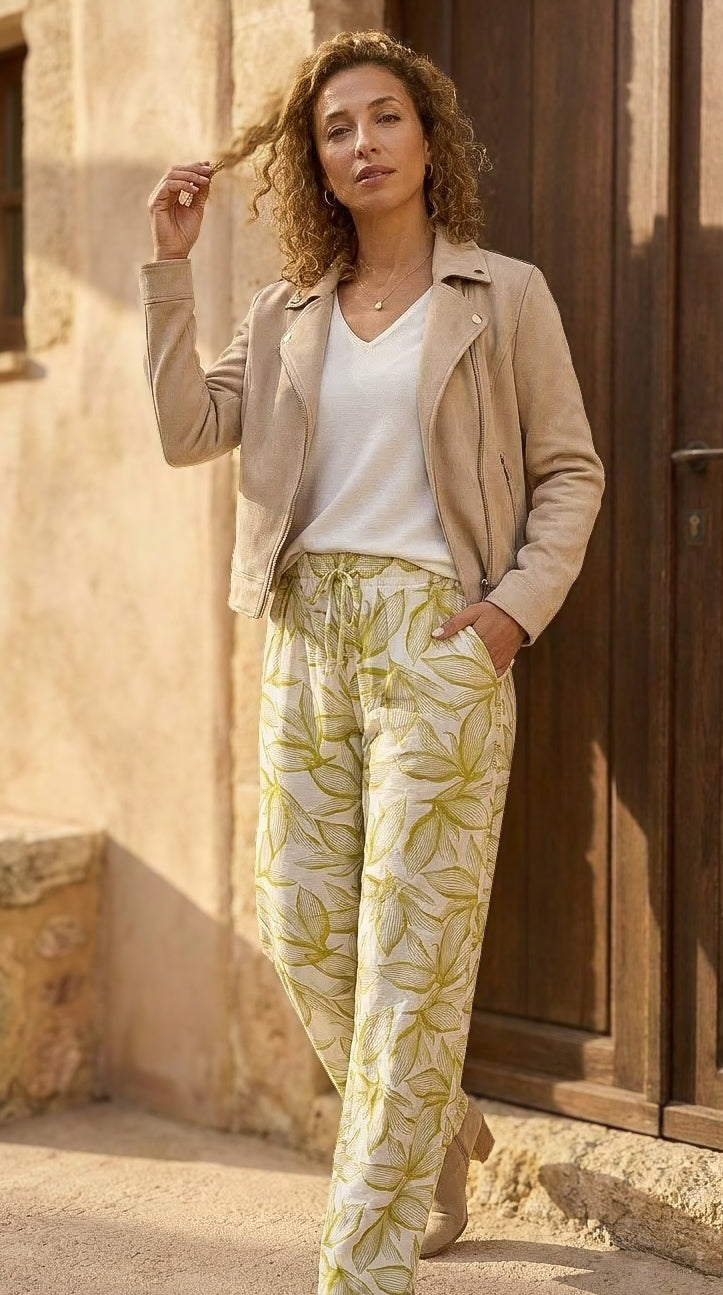 Lino - Savannah Meadow: Wide leg pants
