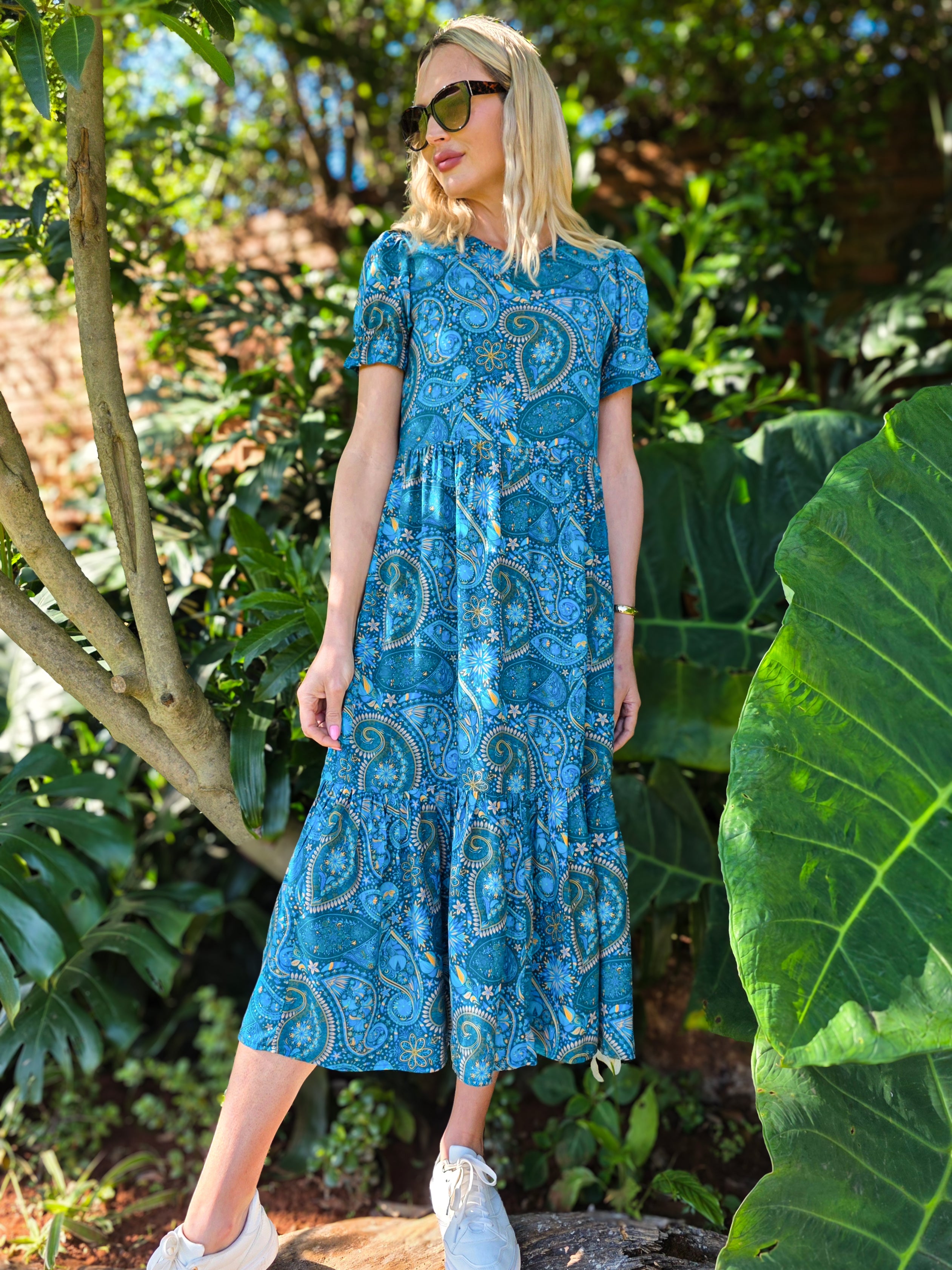 Florence - Paisley Art: Midi tiered dress