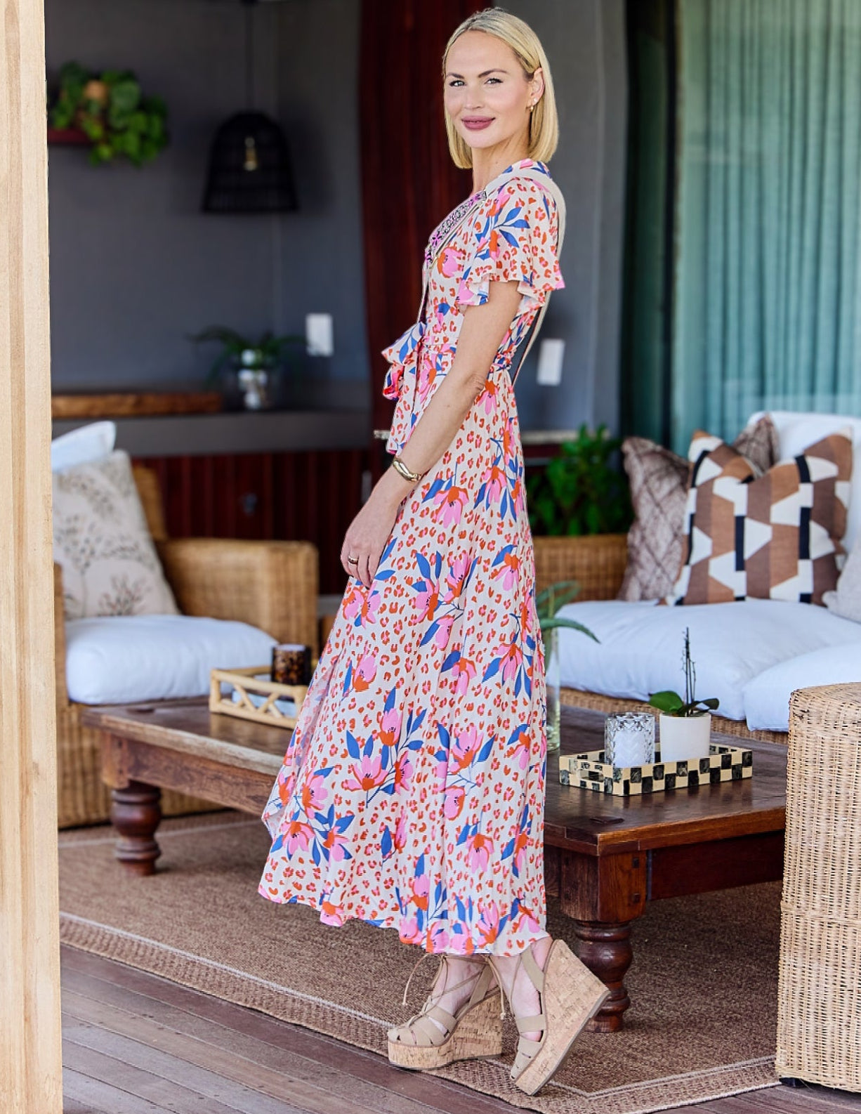 Bonny - Leopard Floral: Maxi Wrap dress
