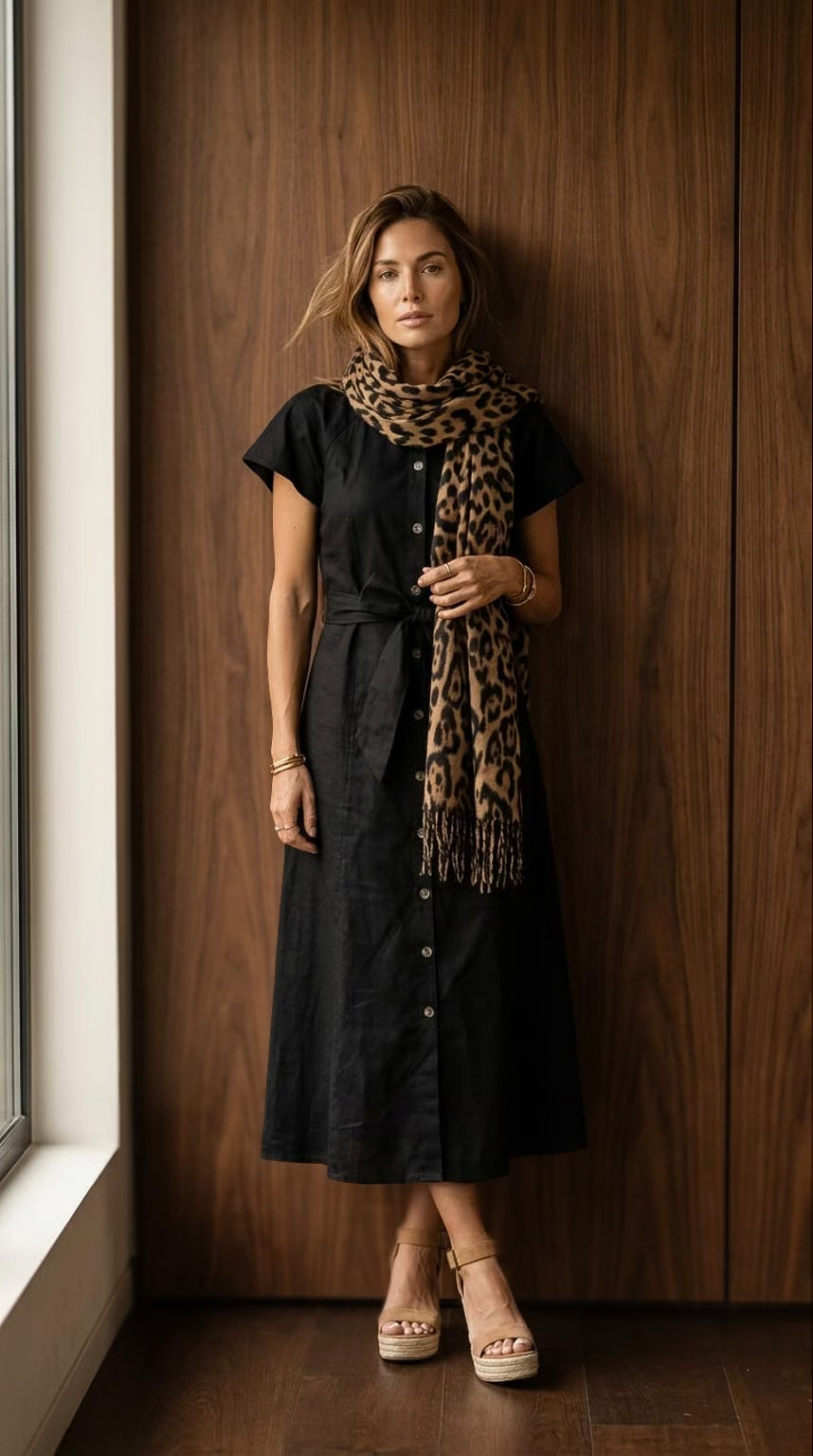 Carli - Black: Poplin maxi dress