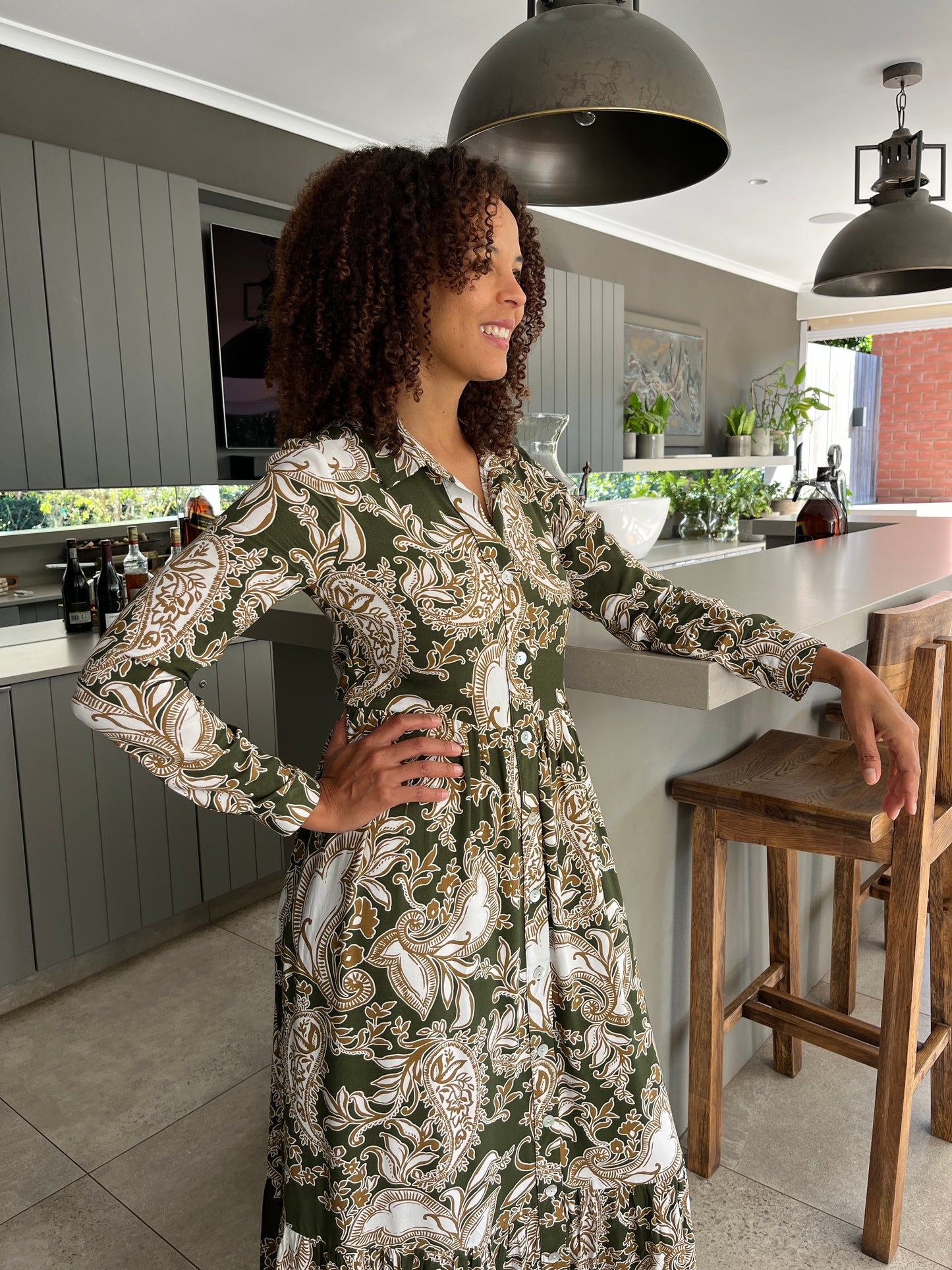 Maddison Maxi - Winter Dreams: Button-up Collared Tiered Maxi Dress