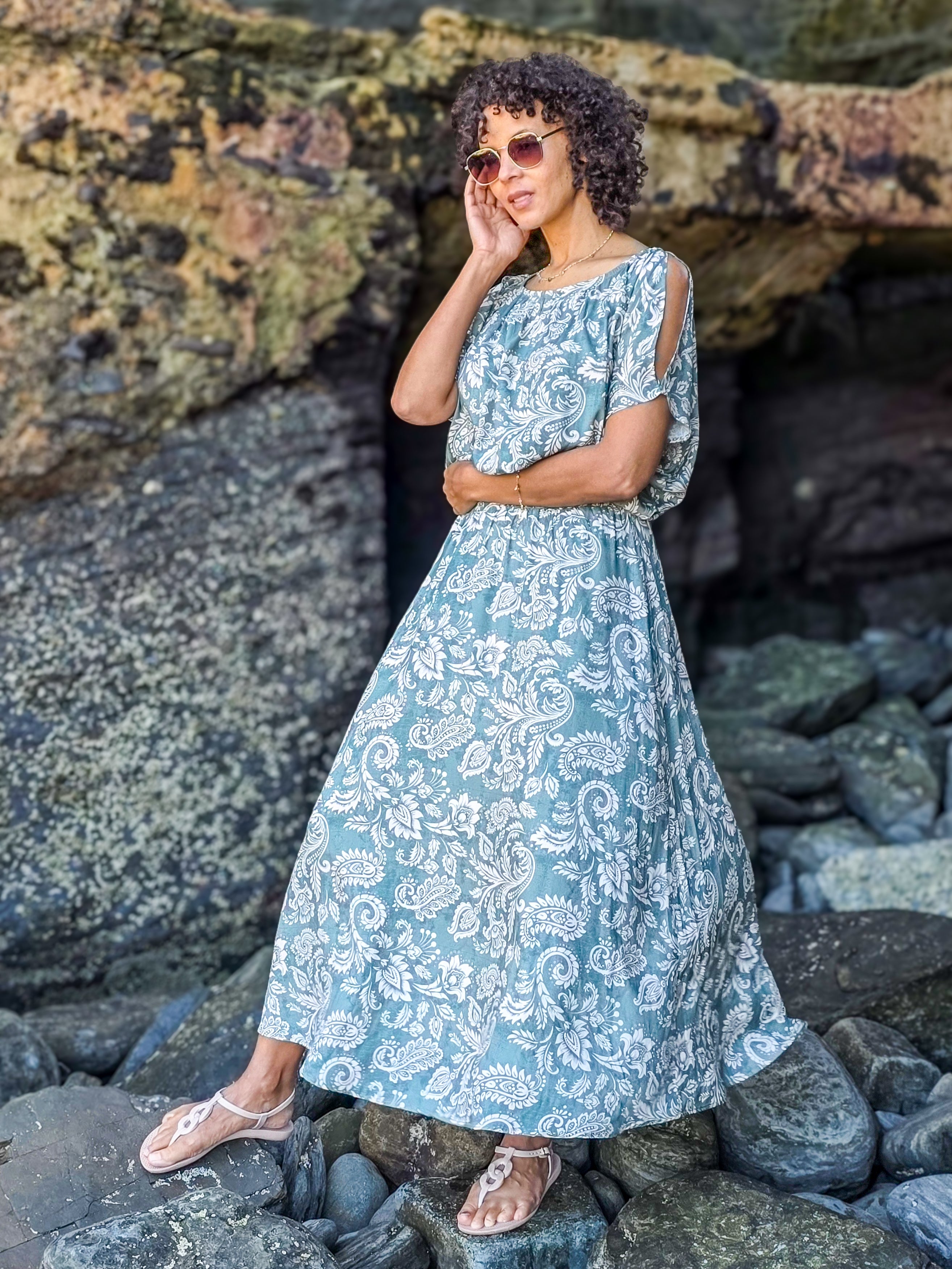 Boho maxi - Joyful Holly: Off the shoulder, elasticated waist maxi dress