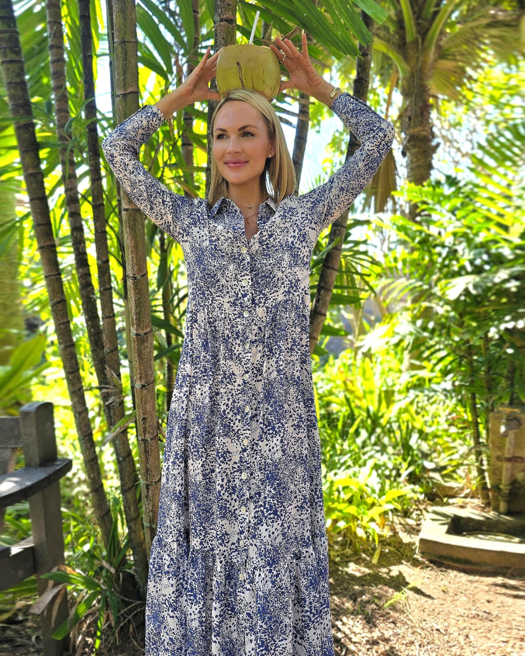 Maddison Maxi - Jungle Jewel: Button-up Collared Tiered Maxi dress
