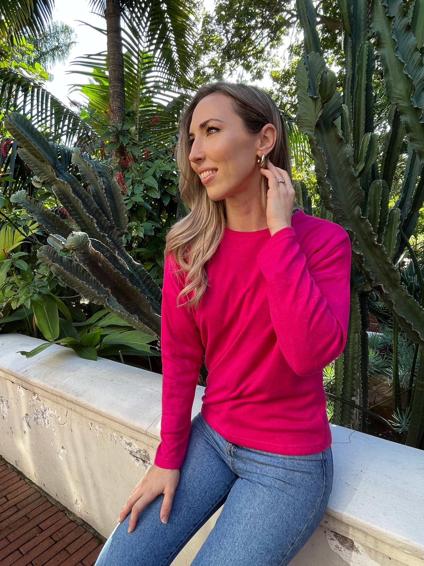 Scarlett Jersey - Pink: Round neck knit