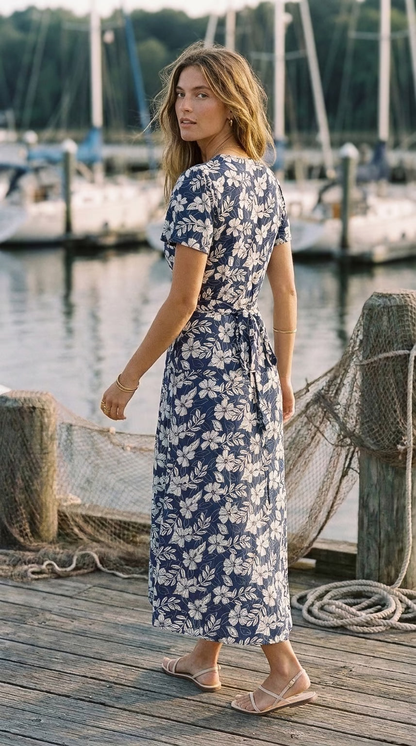 Kairo - Coastal Mist: Maxi Wrap dress