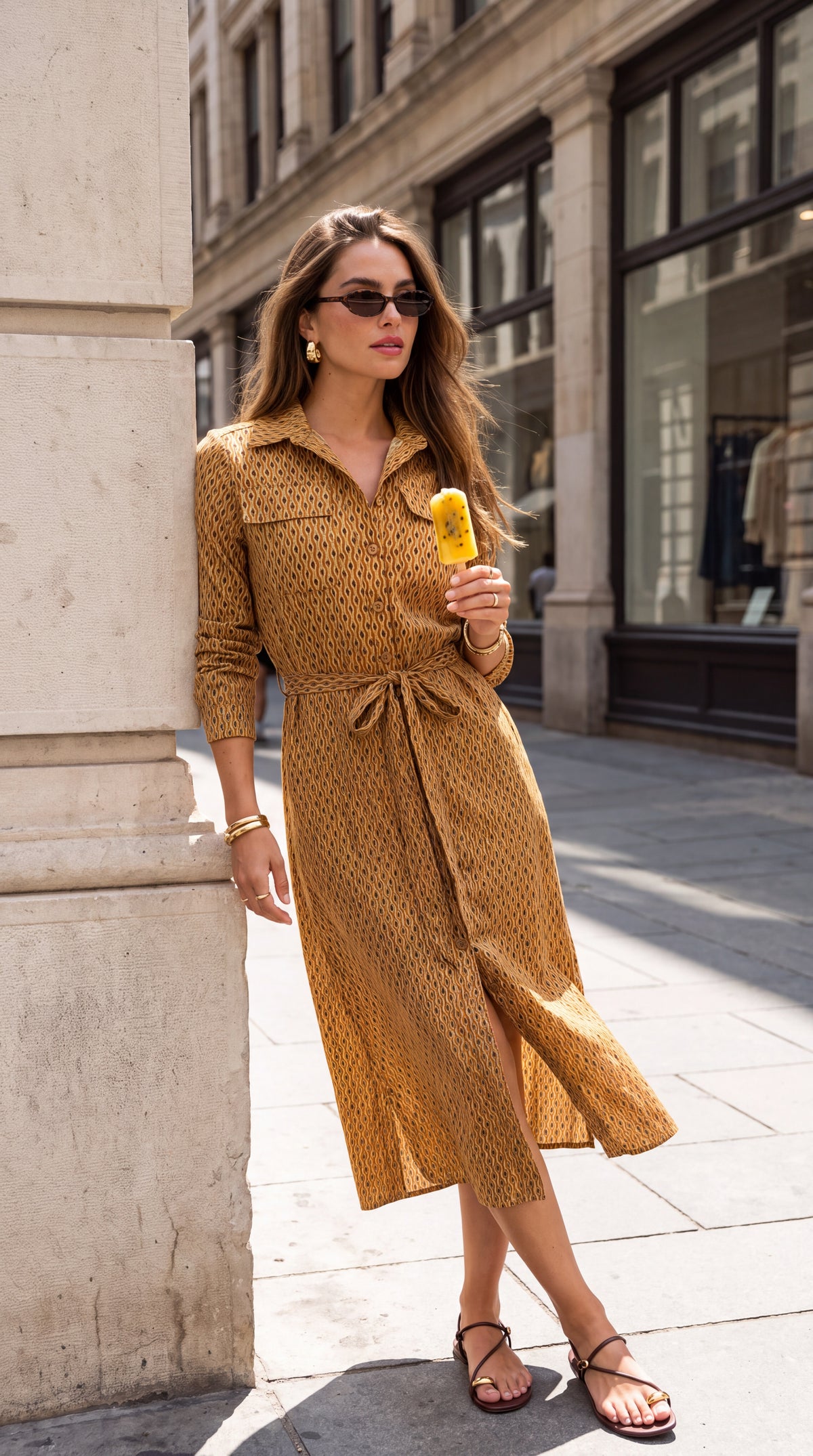 Gianna - Coral Kiss: Belted Shirt dress