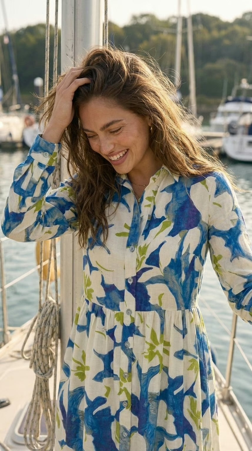 Maddison Maxi - Dune Floral: Button-up Collared Tiered Maxi dress