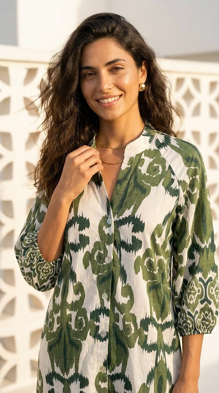 Anna - Savanna Bloom: Relaxed shirt dress with pockets