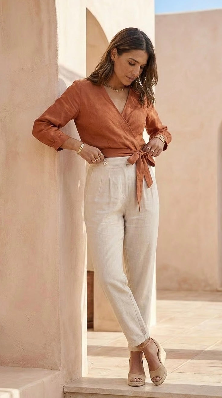 Helena - Butter rayon linen: Slim leg pants