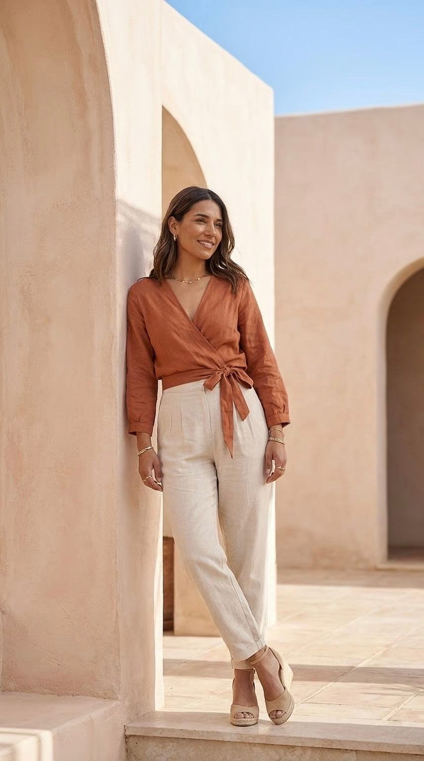 Helena - Butter rayon linen: Slim leg pants