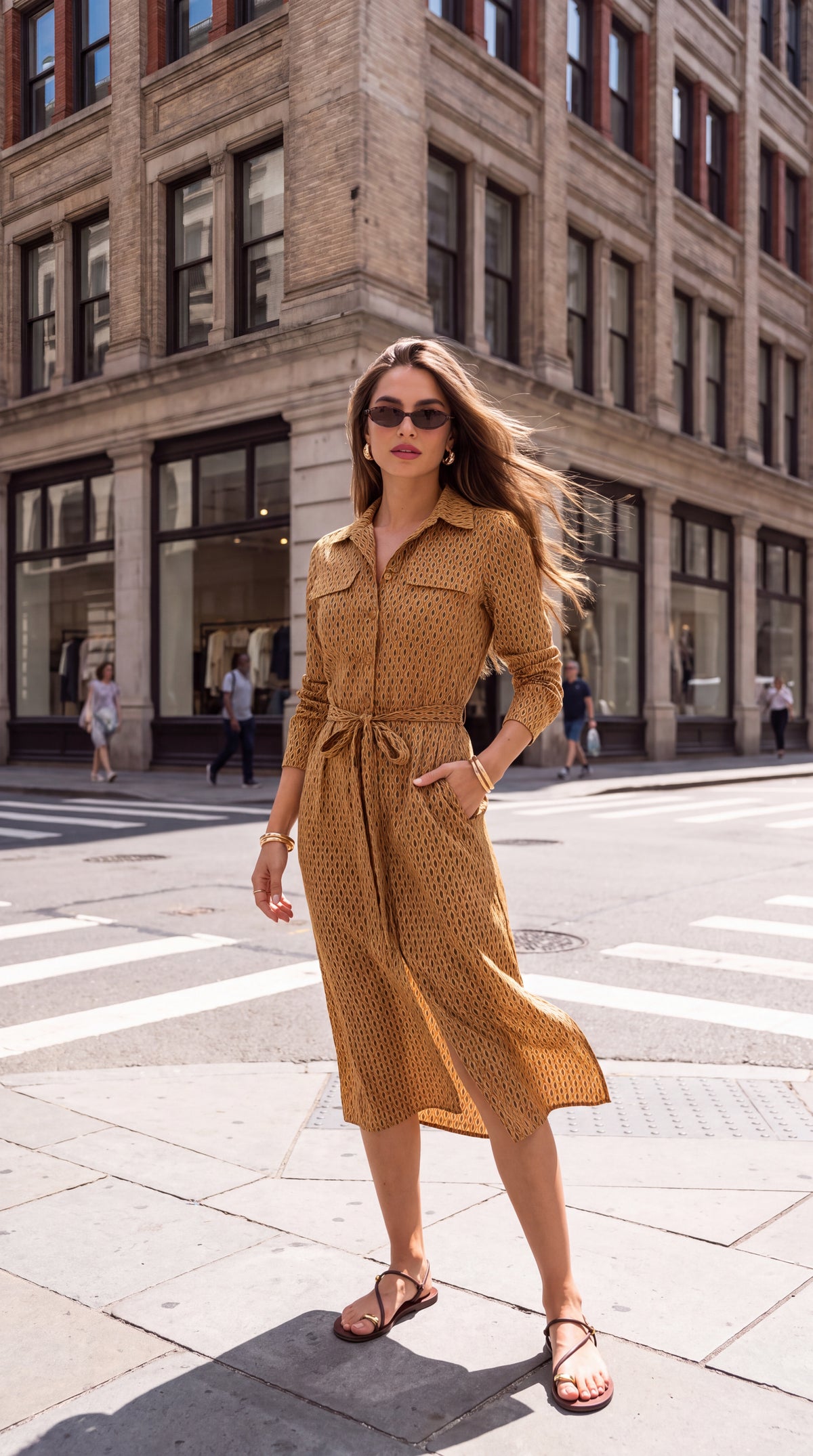 Gianna - Coral Kiss: Belted Shirt dress