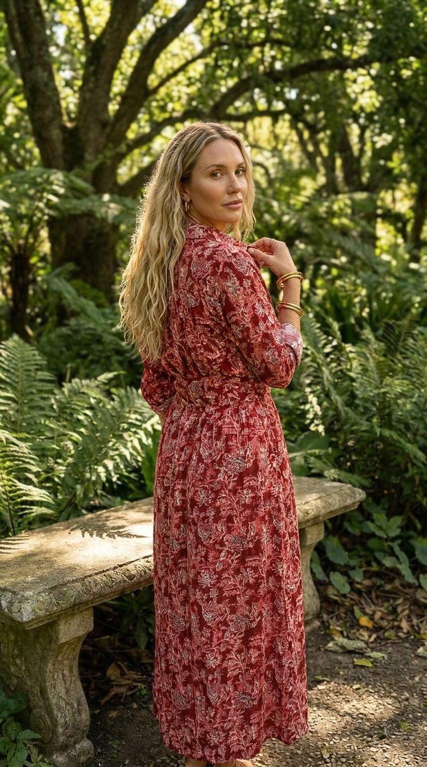 Camilla - Rosewood Bloom: Classic Shirt dress