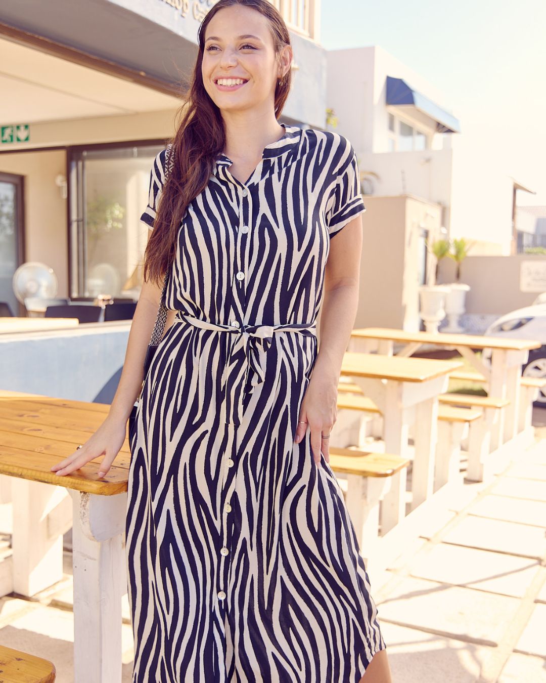 Iris - Zebra: Classic Button up Maxi Shirt Dress