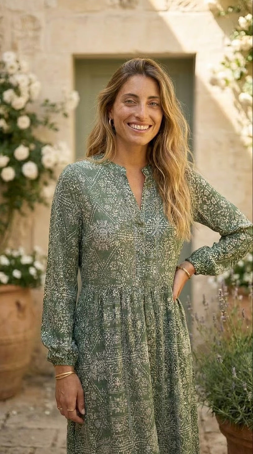 Winter Rose - Wild Horizon: Mandarin Collar Tiered dress