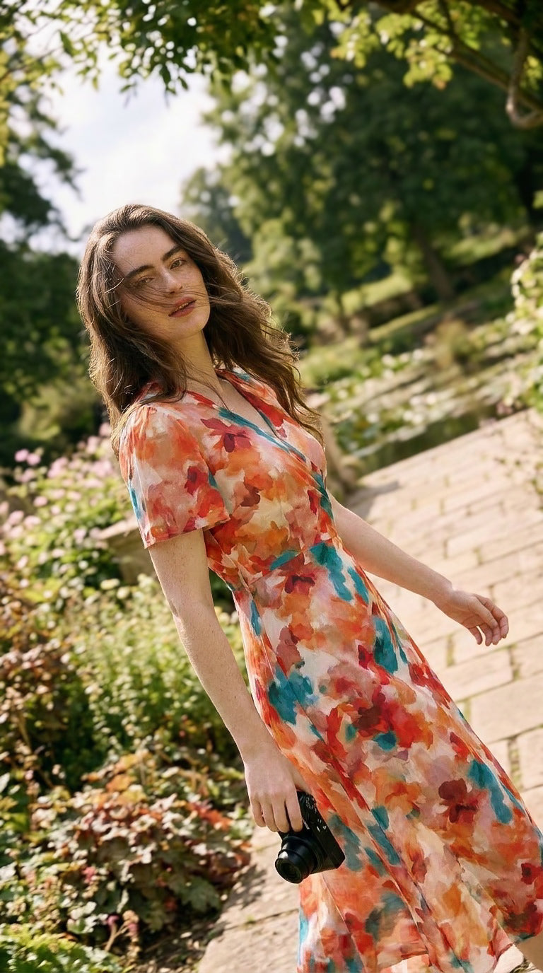 Kairo - Orange Blush Botanica: Maxi Wrap dress