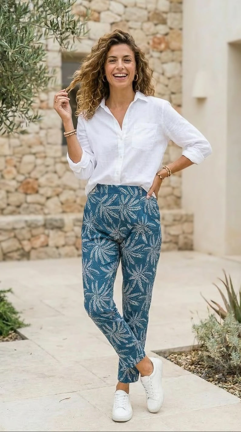 Helena - Forest Grove: Slim leg linen pants