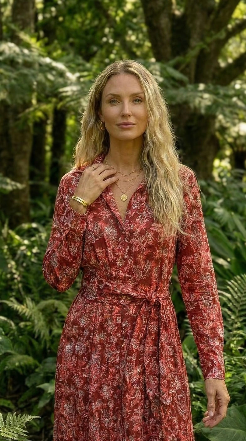 Camilla - Rosewood Bloom: Classic Shirt dress