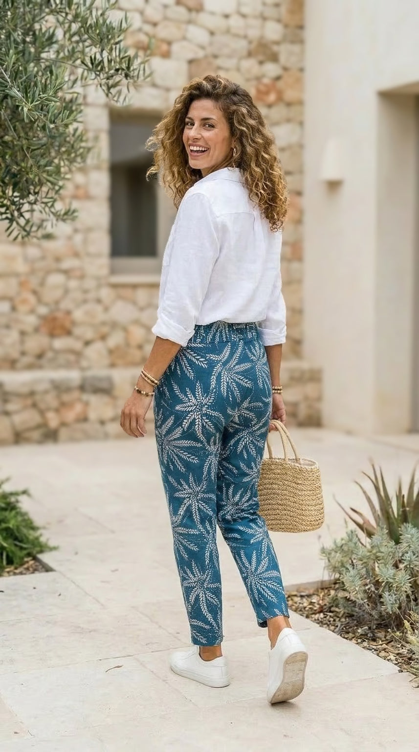 Helena - Forest Grove: Slim leg linen pants