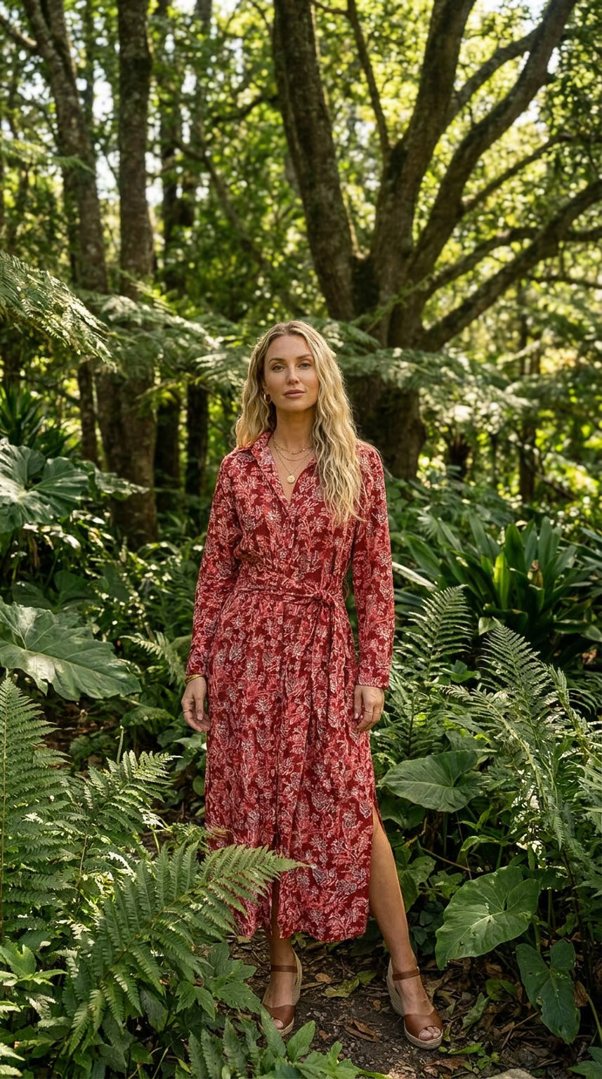 Camilla - Rosewood Bloom: Classic Shirt dress