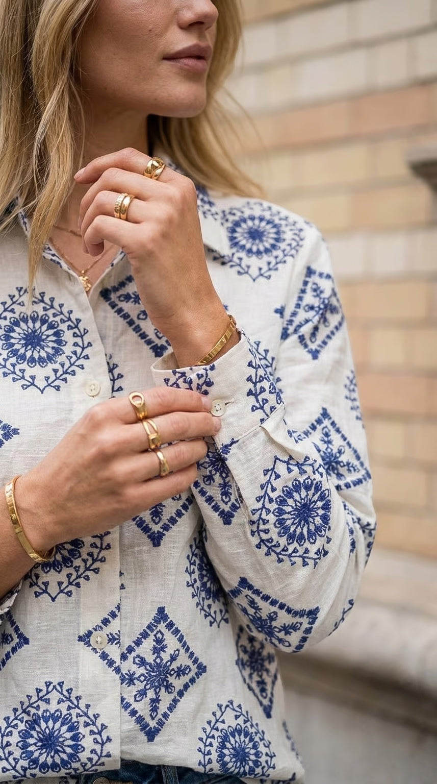 Amelia - Ocean Bloom: Collared shirt