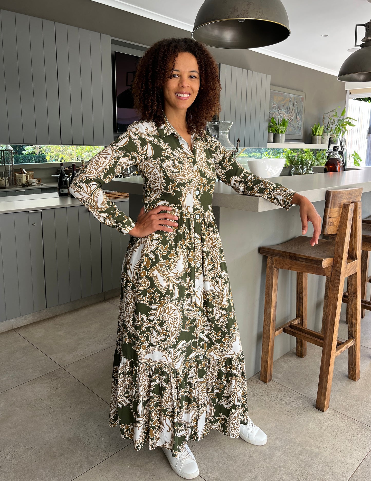 Maddison Maxi - Winter Dreams: Button-up Collared Tiered Maxi Dress