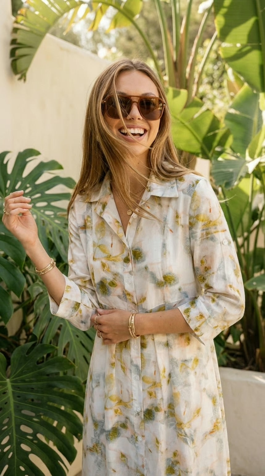 Brittany - Wild Romance: Classic Maxi Shirt dress with Empire waist