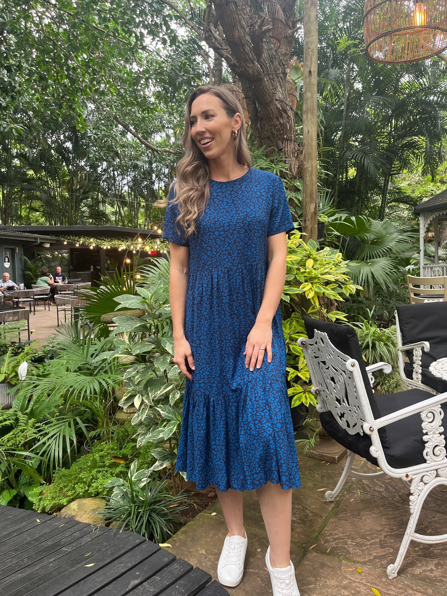 Florence - Cobolt Leopard: Classic Maxi Tiered Dress