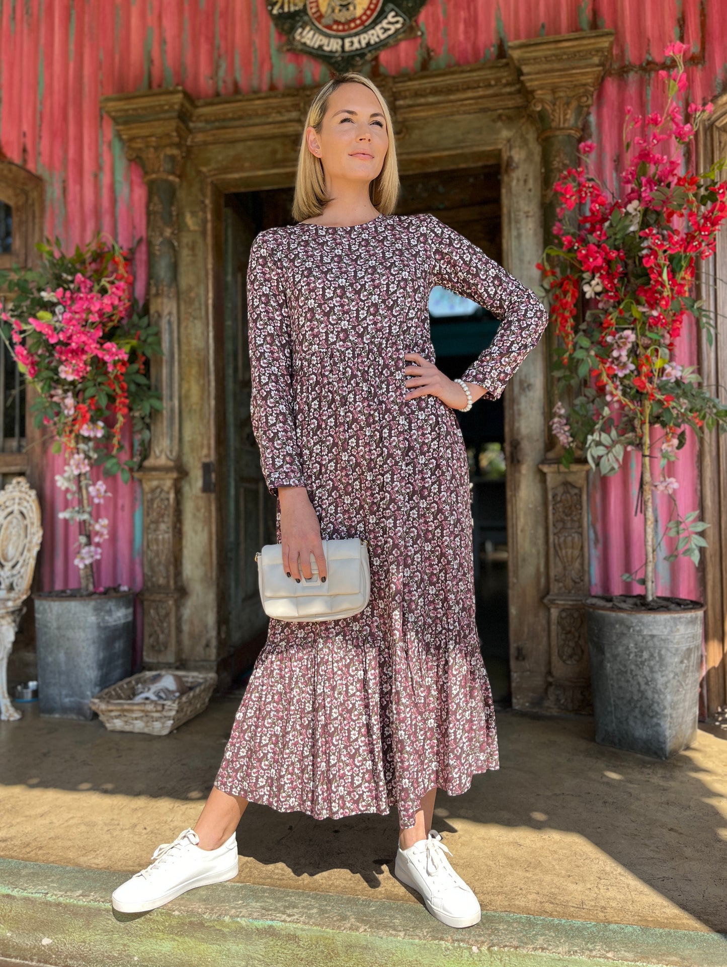 Willow - Festival: Long Sleeve Round Neck Classic Maxi Tiered Dress
