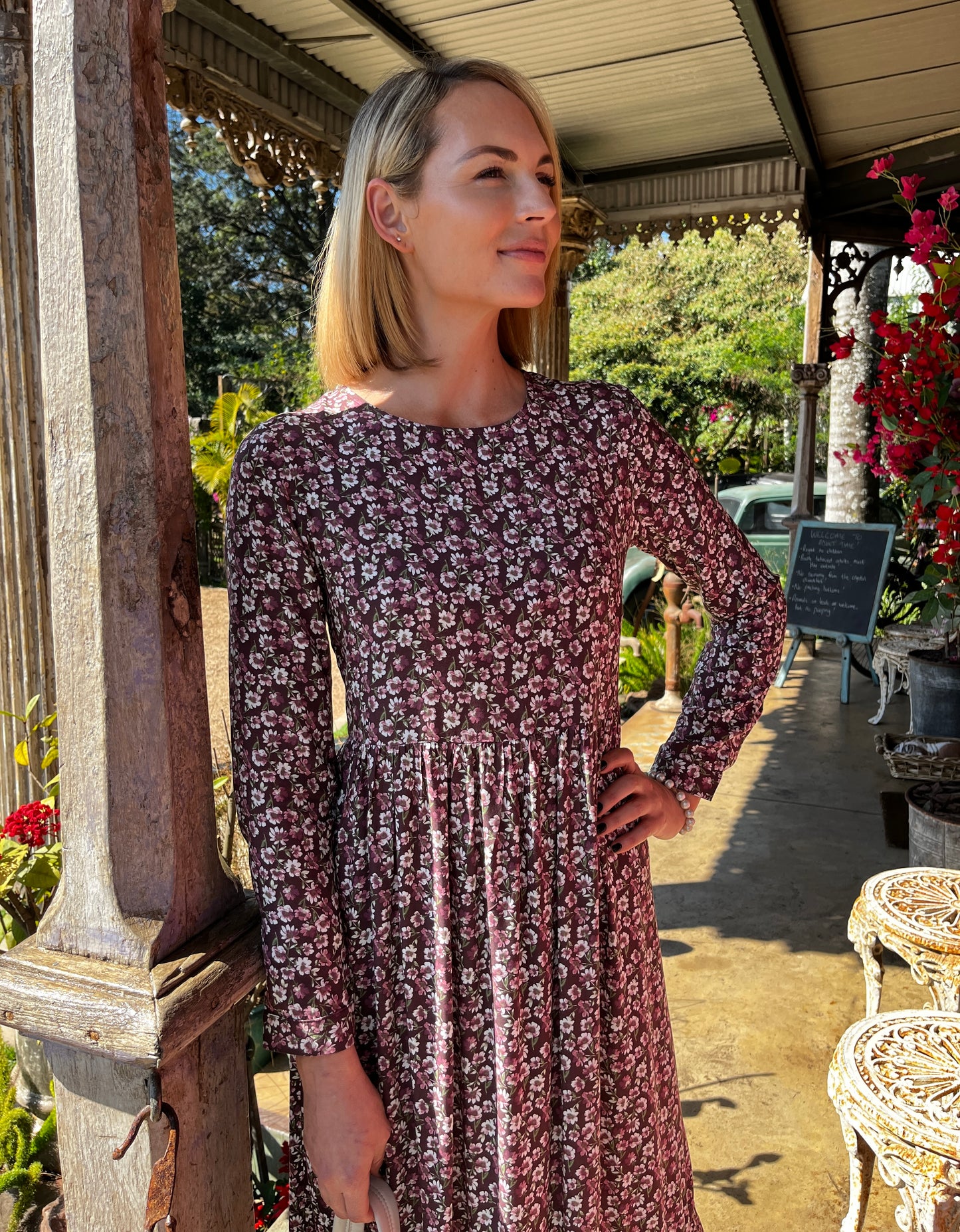 Willow - Festival: Long Sleeve Round Neck Classic Maxi Tiered Dress