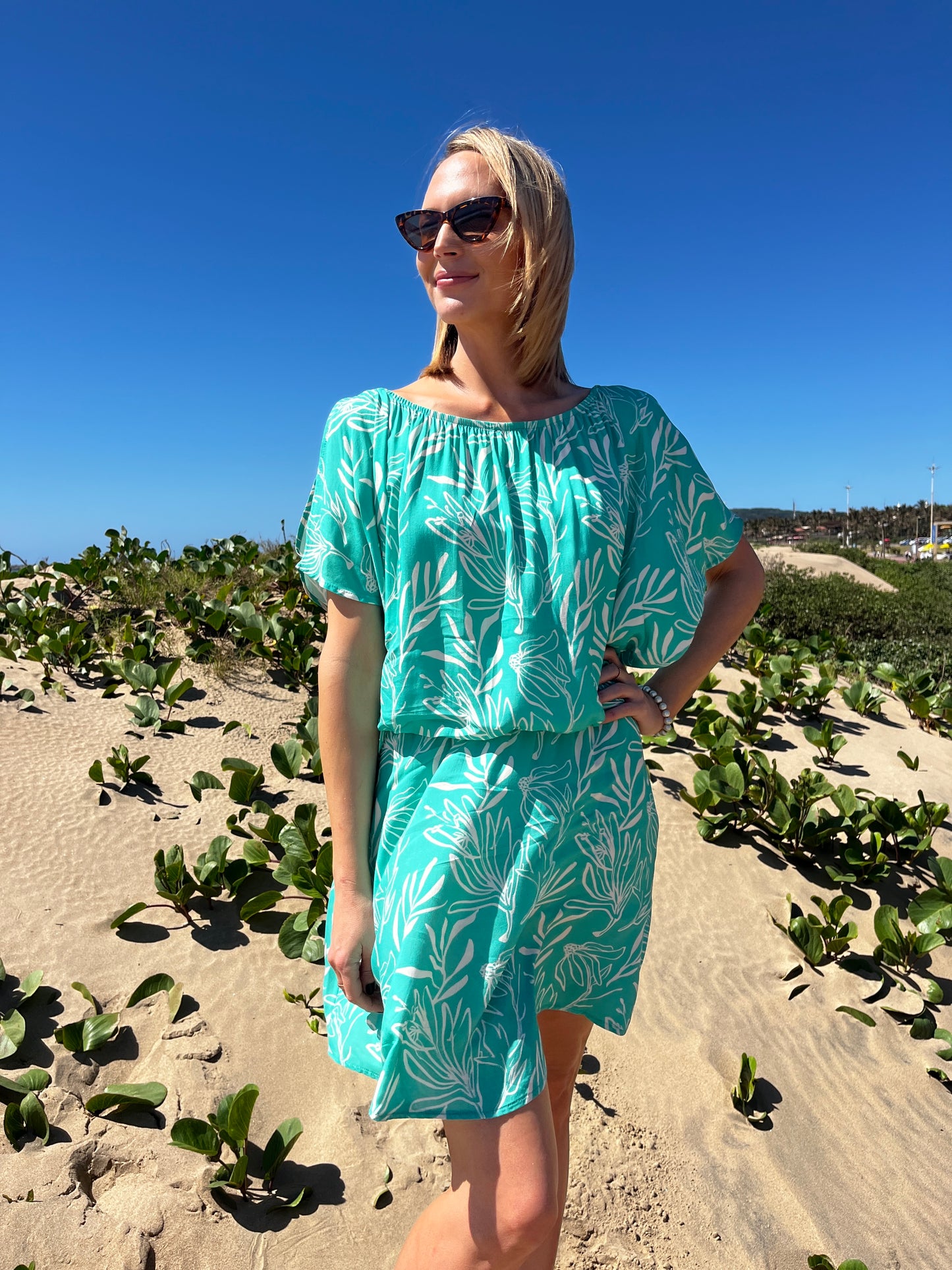 Boho Midi Dress - Floral Dreams: Sheered elasticated waistband midi dress