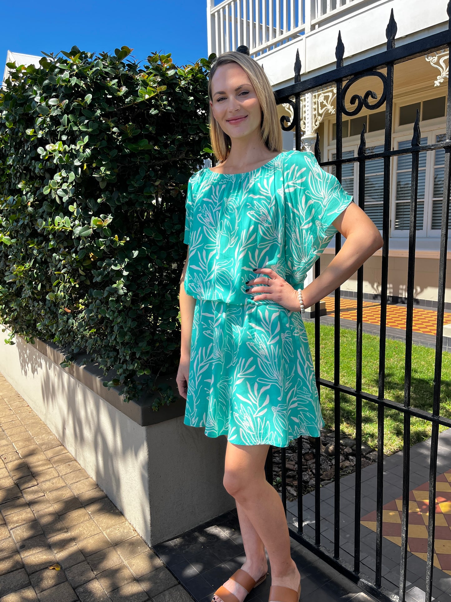 Boho Midi Dress - Floral Dreams: Sheered elasticated waistband midi dress