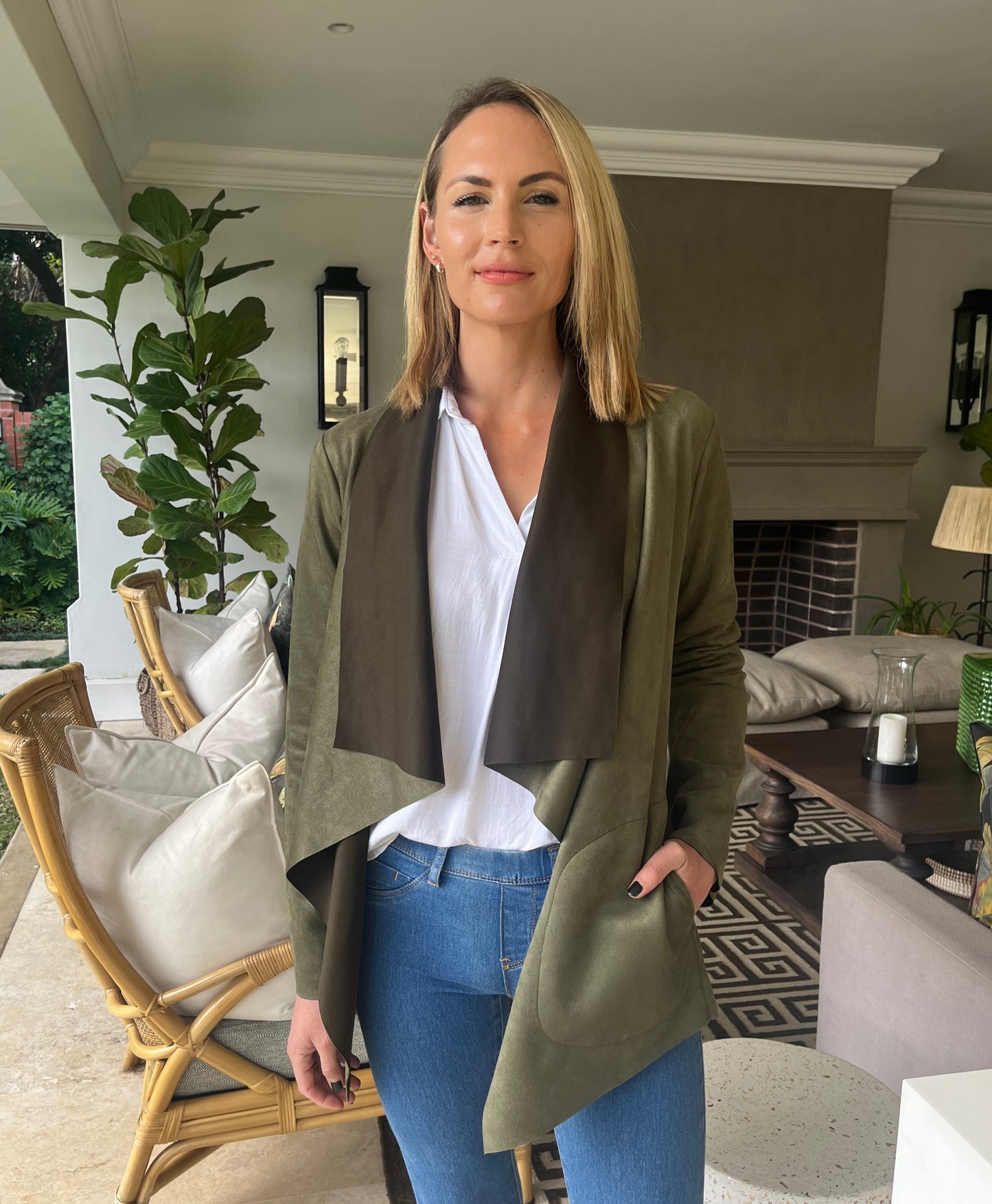 Zoe - Fatigue Suede: Waterfall Jacket
