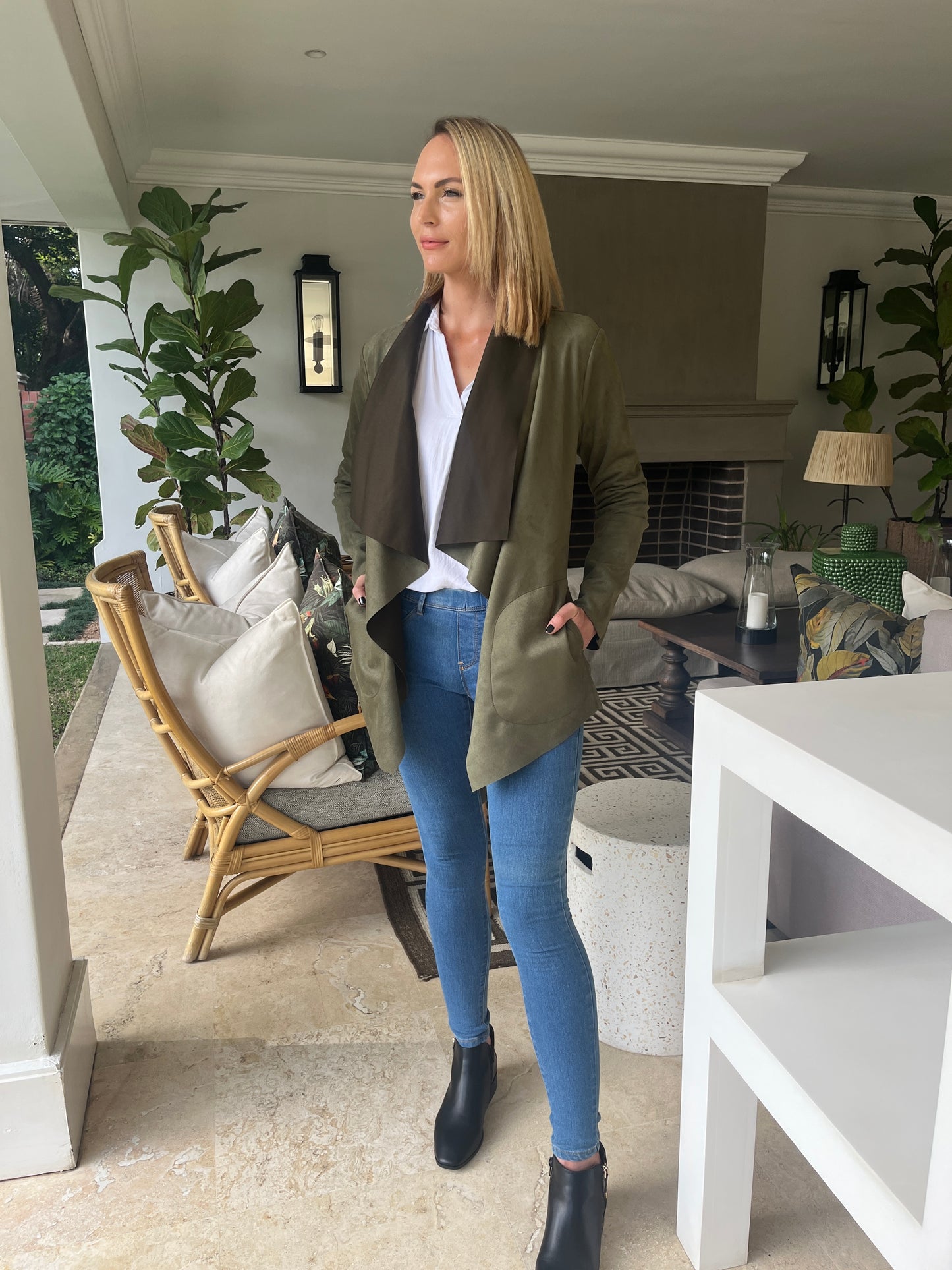 Zoe - Fatigue Suede: Waterfall Jacket
