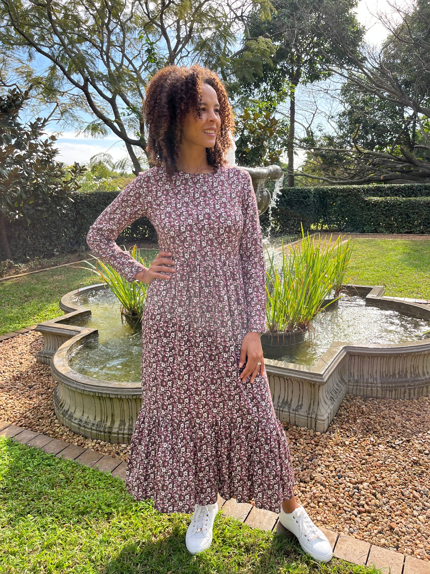 Willow - Festival: Long Sleeve Round Neck Classic Maxi Tiered Dress