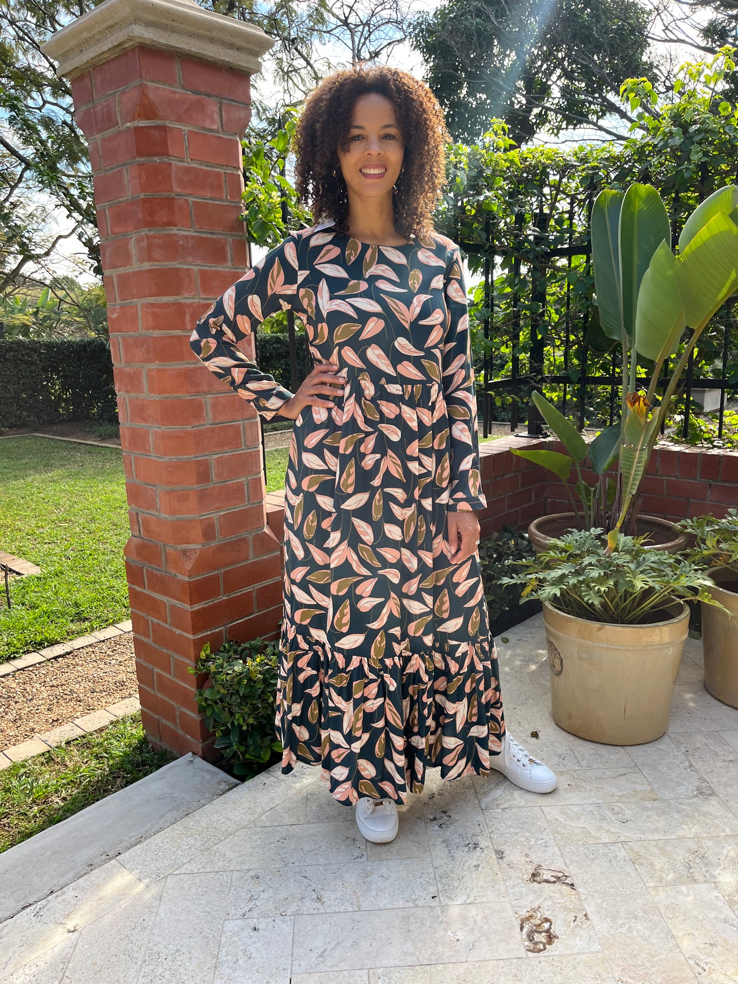 Willow - Forget Me Not: Long Sleeve Round Neck Classic Maxi Tiered Dress