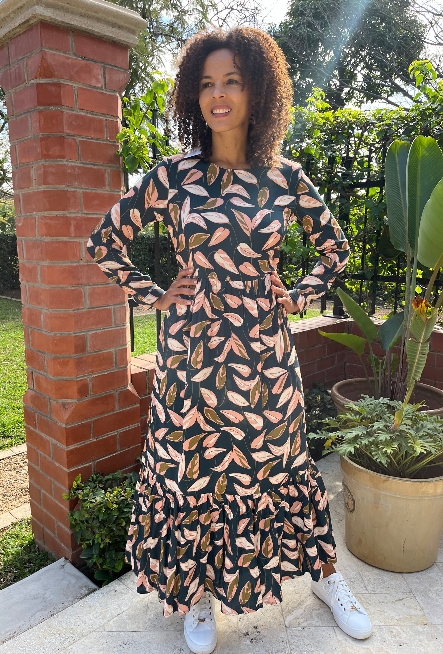 Willow - Forget Me Not: Long Sleeve Round Neck Classic Maxi Tiered Dress