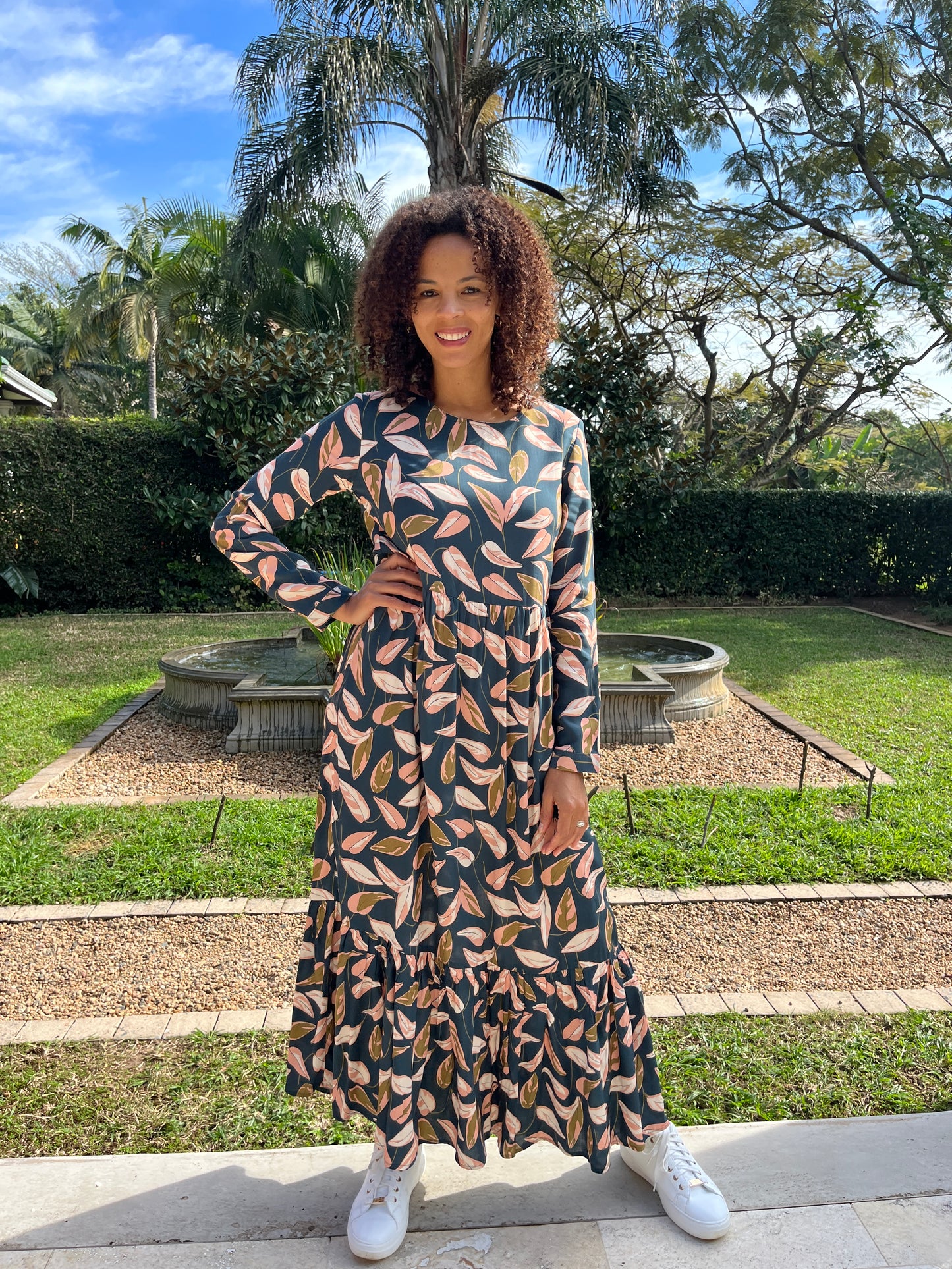Willow - Forget Me Not: Long Sleeve Round Neck Classic Maxi Tiered Dress