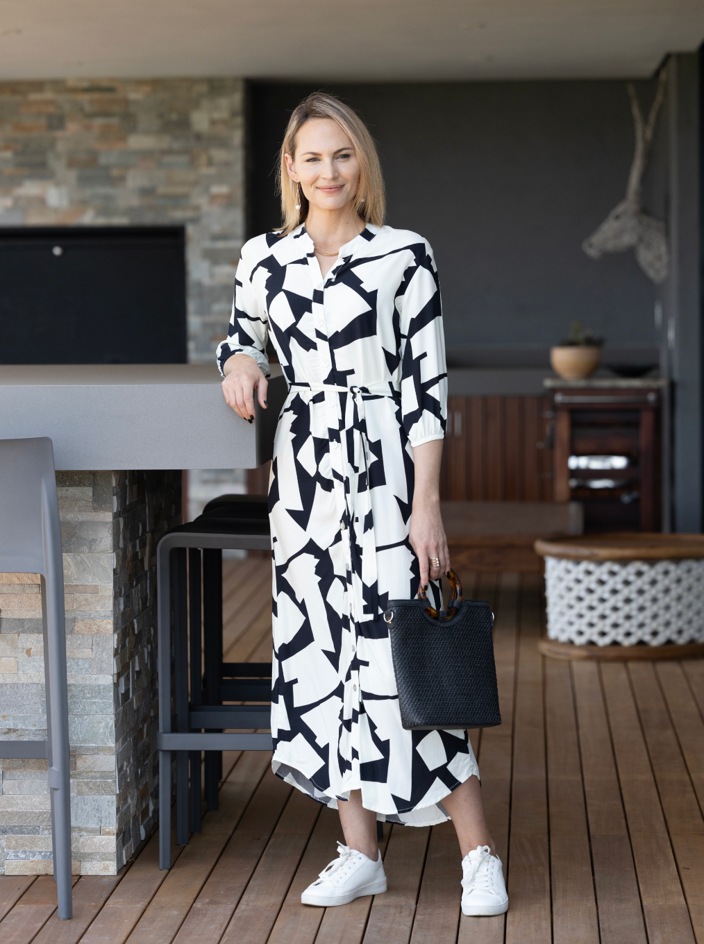 Beauty - A New Day: Classic Shirt Dress with 3/4 elasticated sleeves.