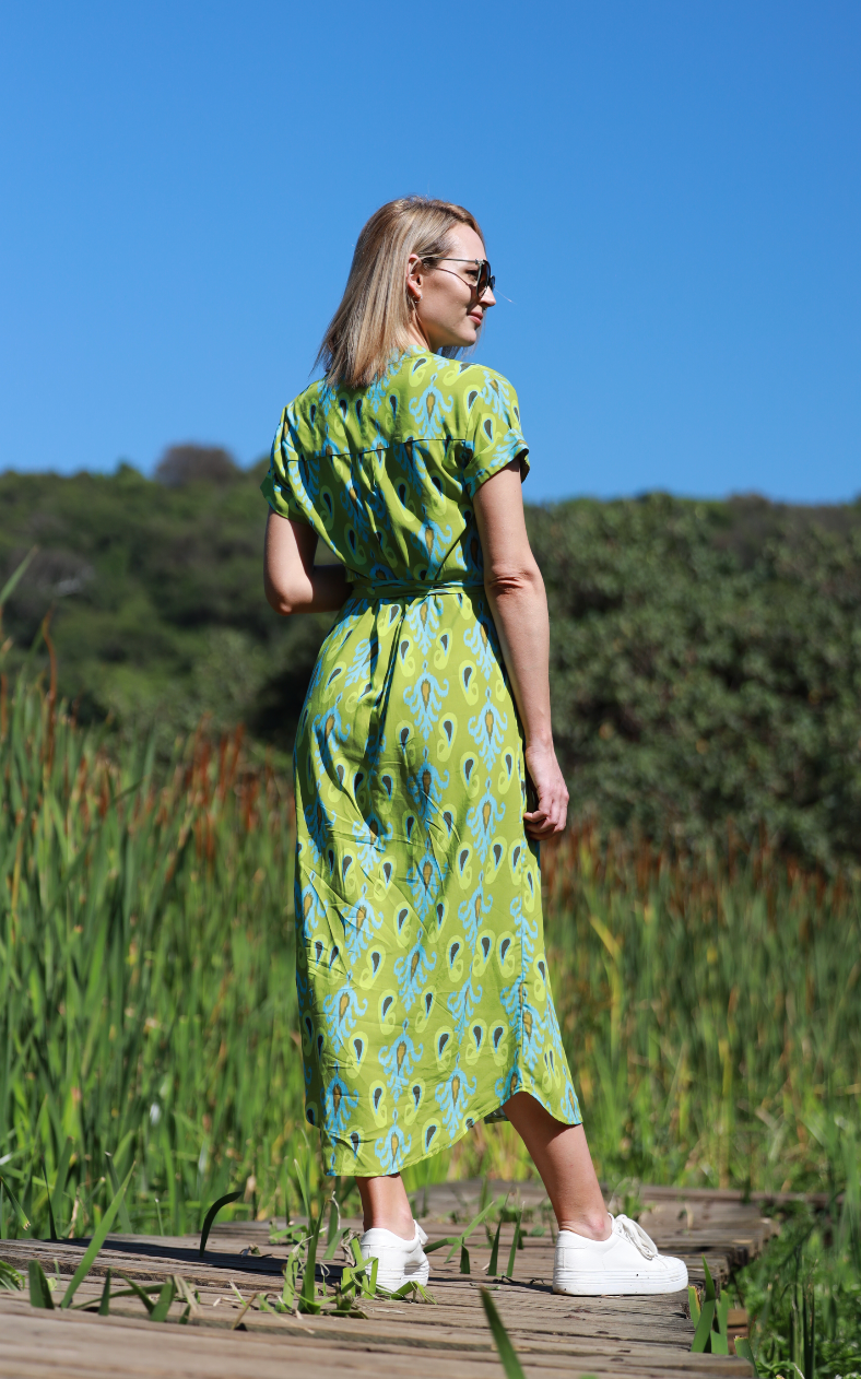Iris - Sunset: Classic Button Up Maxi Shirt Dress