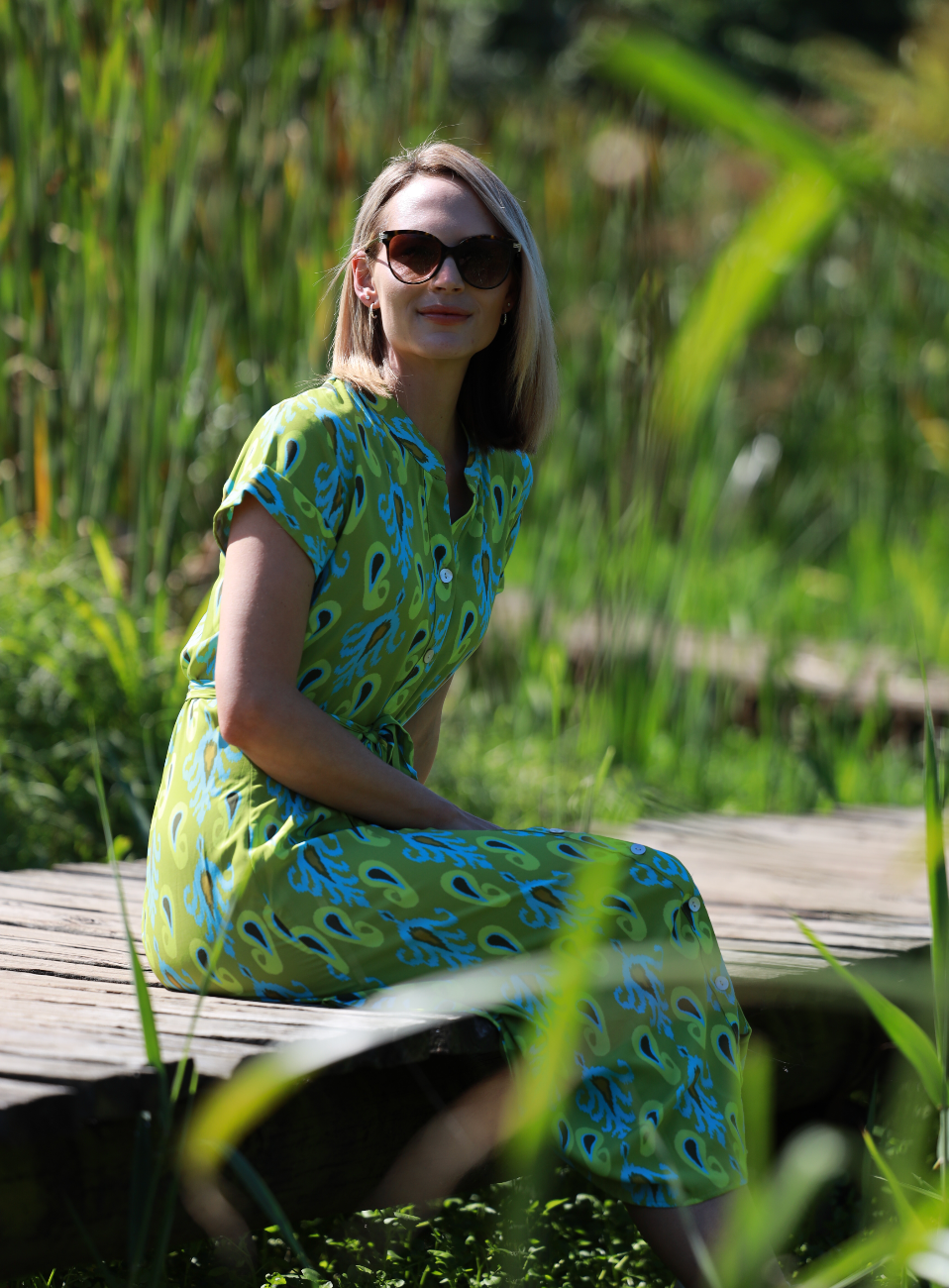 Iris - Sunset: Classic Button Up Maxi Shirt Dress