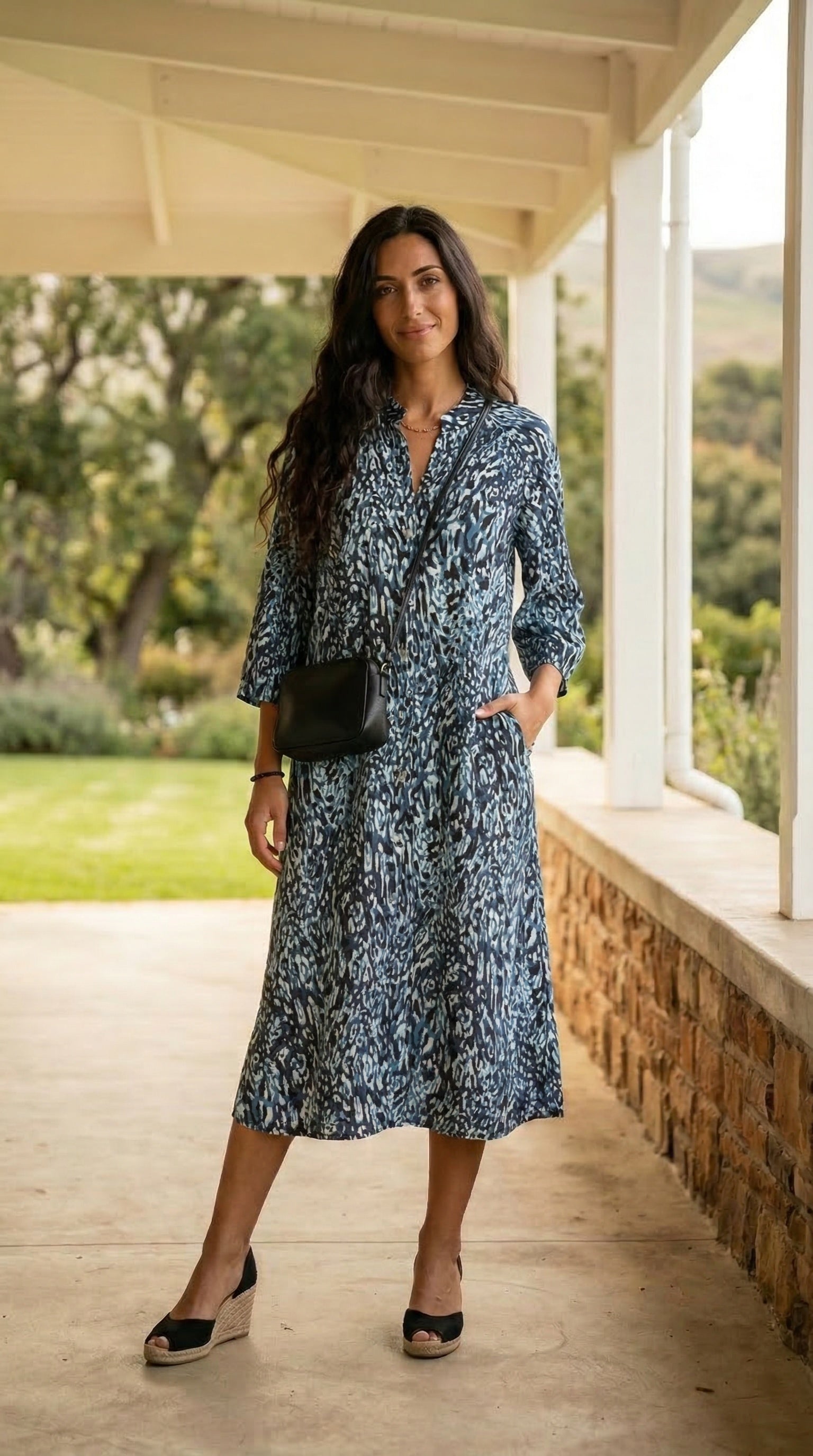 shirt dress print JAYLEY Silk Blend Maxi Shirt Dress in Geometric Print