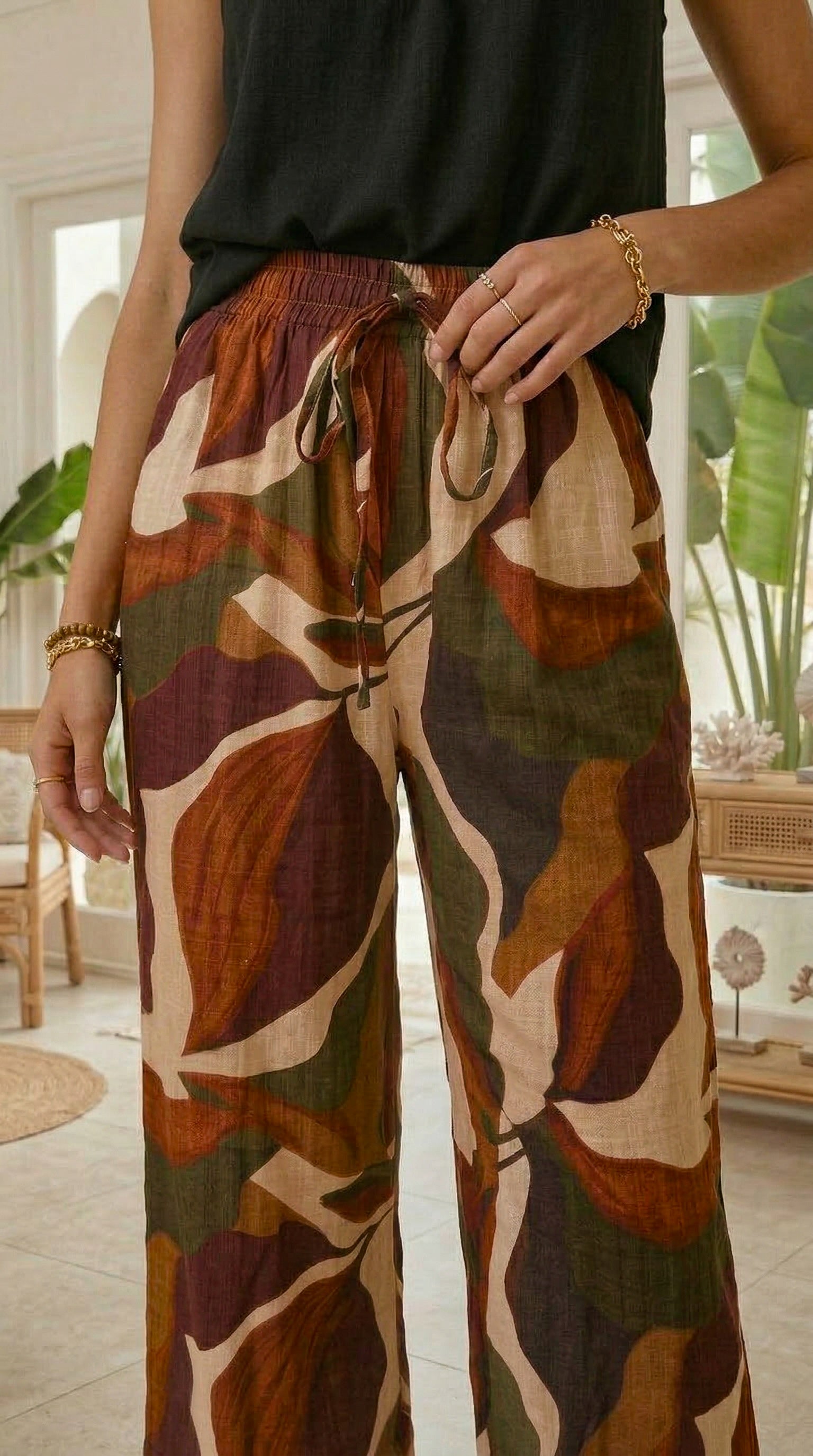 Caprice - Country Meadow: Wide Leg pants with Elasticated waistband