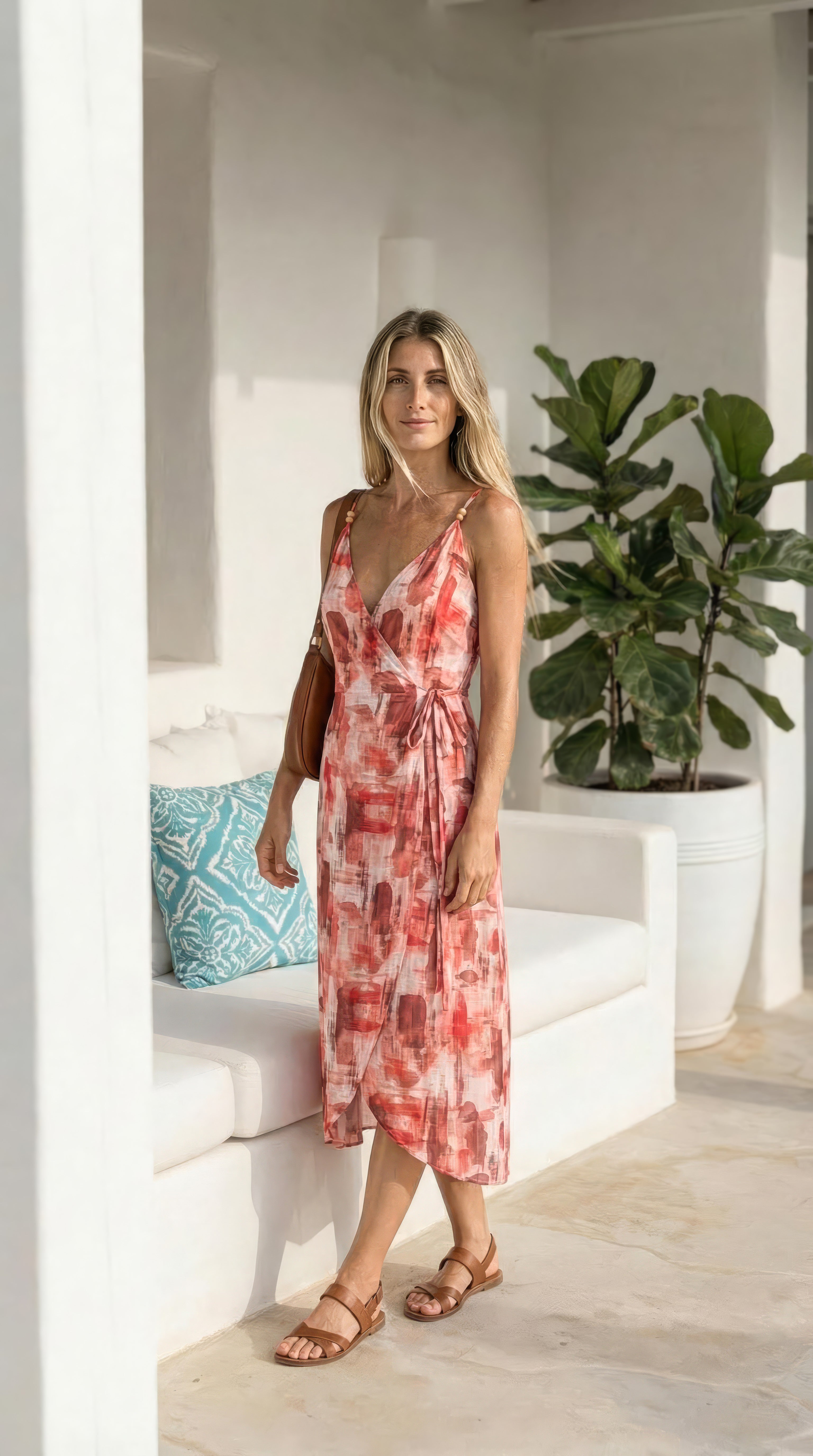 Sofia - Sahara: Strappy wrap dress