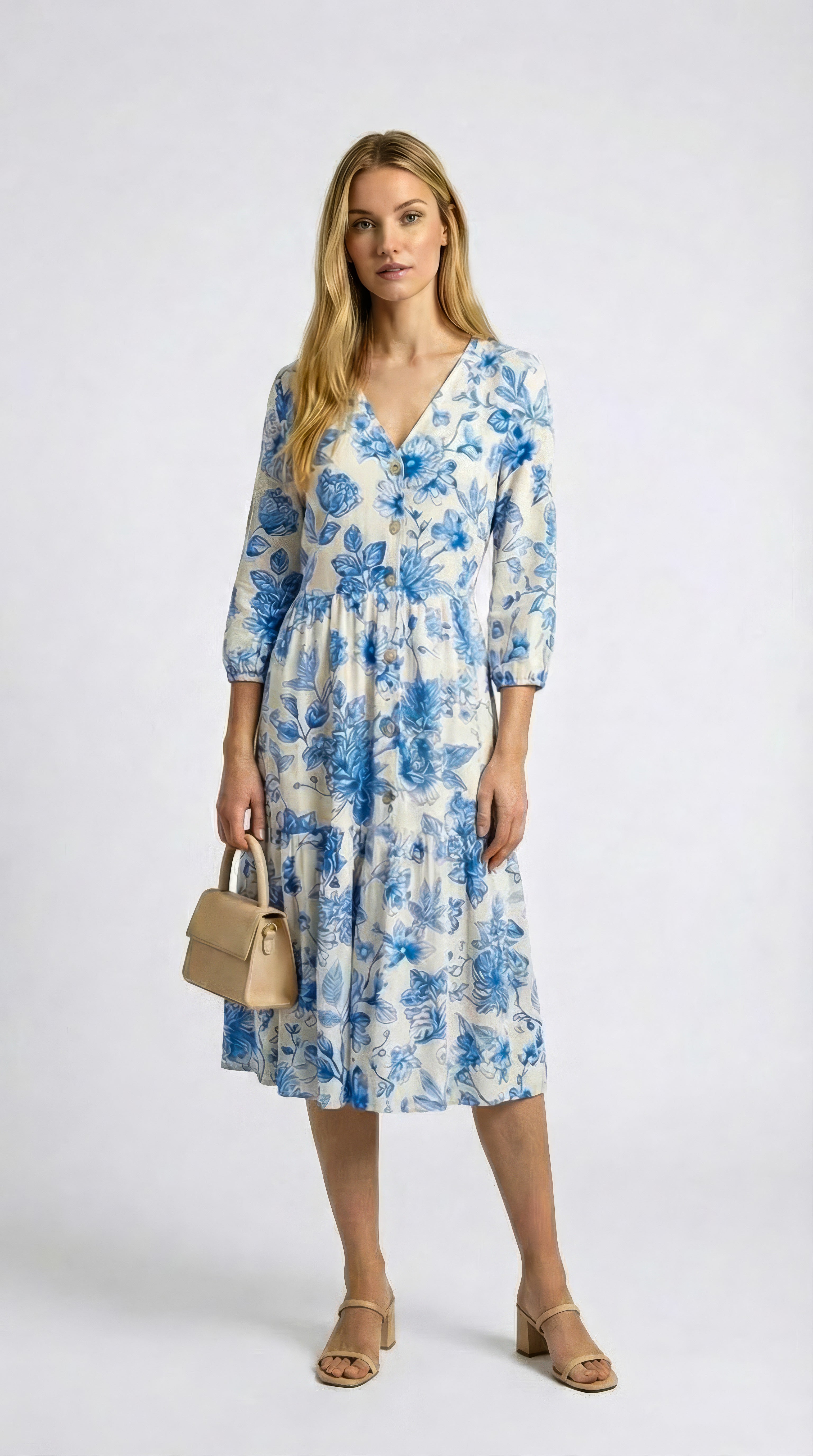 Isla - Glistening Grove: Tiered Button up dress