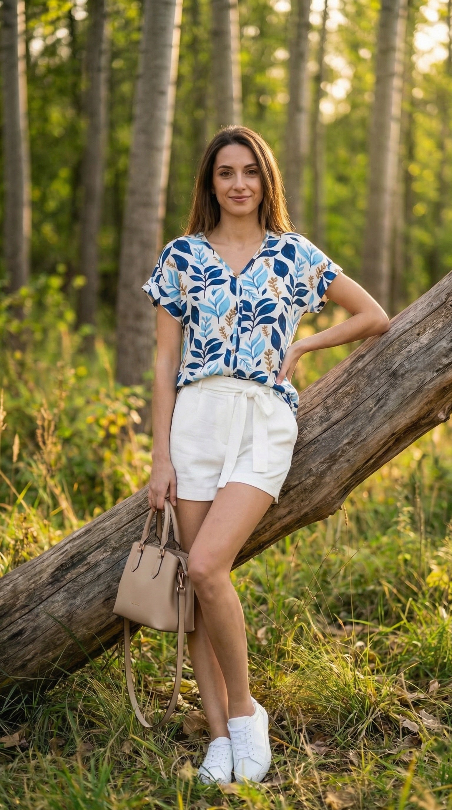 Faye - Whisper Wild: V-neck top with binding detail