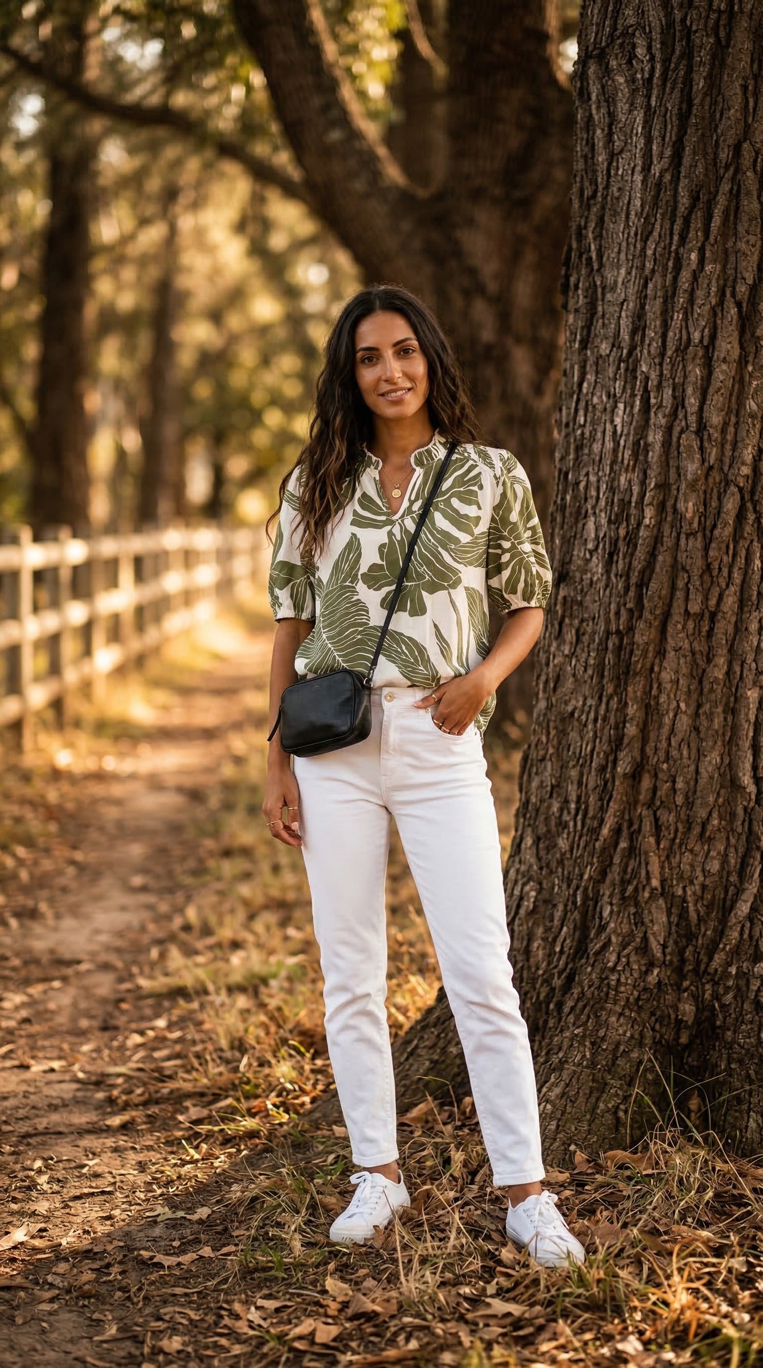 Spritz - Sunwashed Palm: Frill detail blouse
