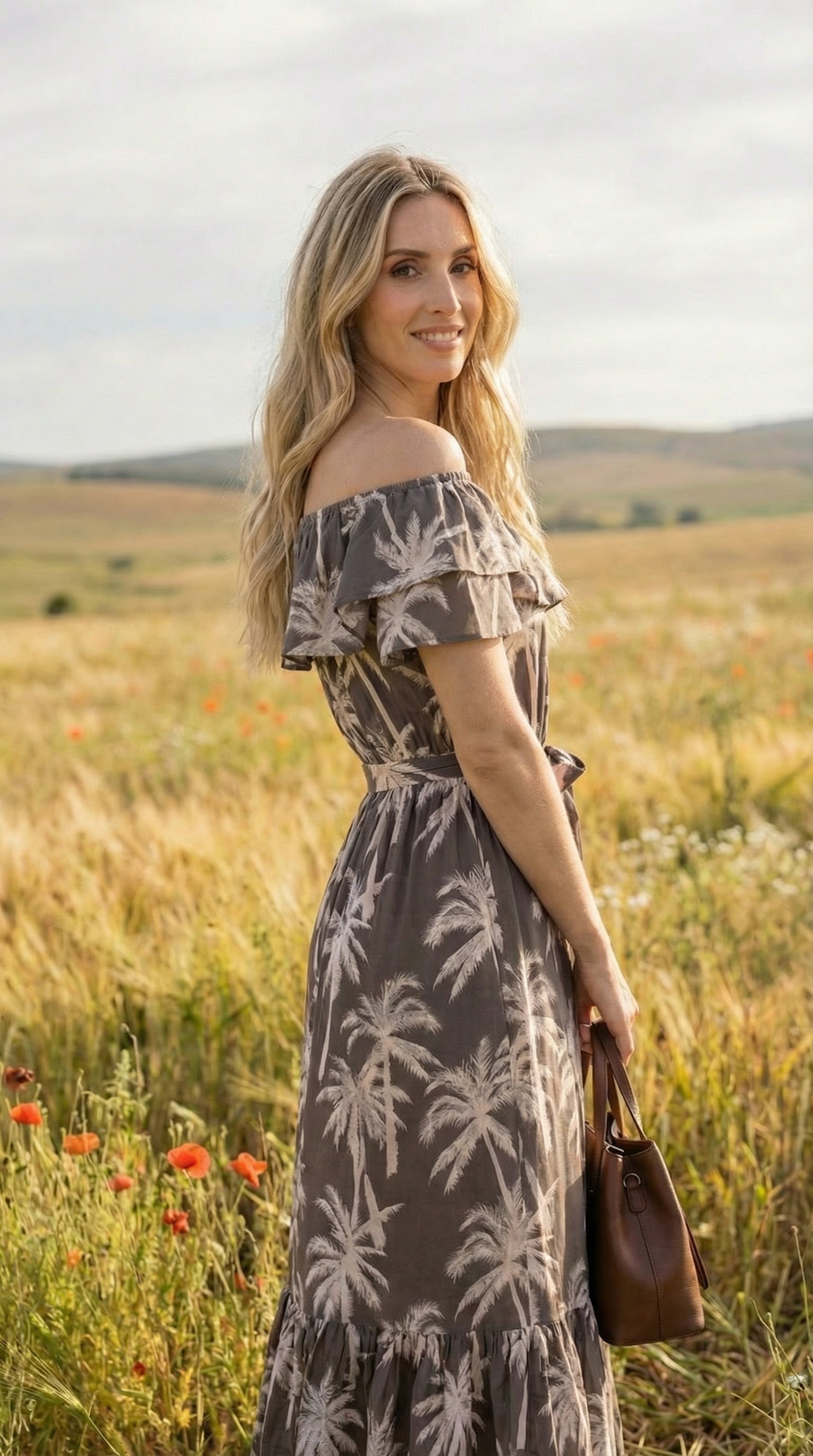 Anouk - Palm Glow: Off the shoulder maxi dress