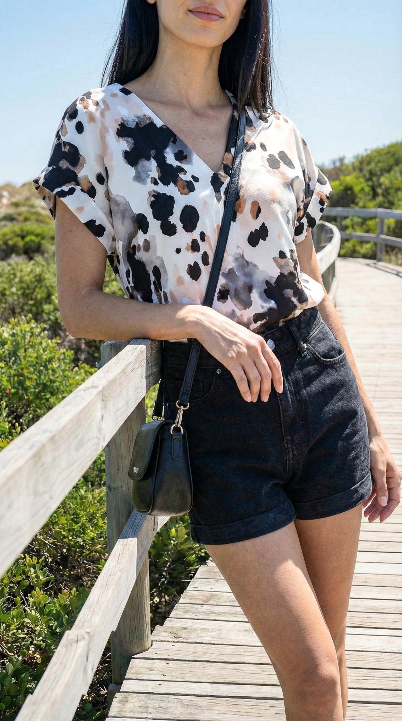 Sadie - Tidal Bloom: Basic V-neck top