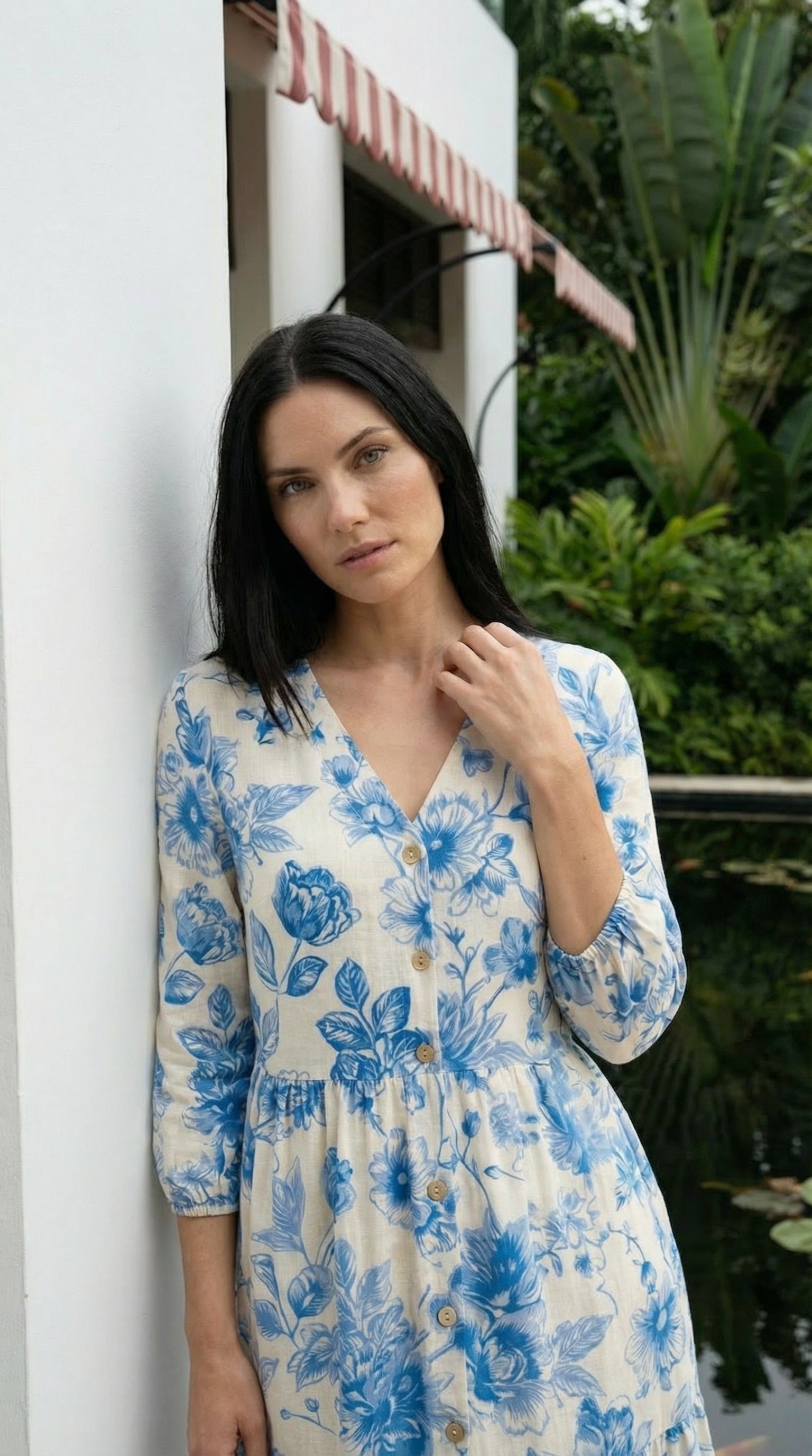 Isla - Glistening Grove: Tiered Button up dress